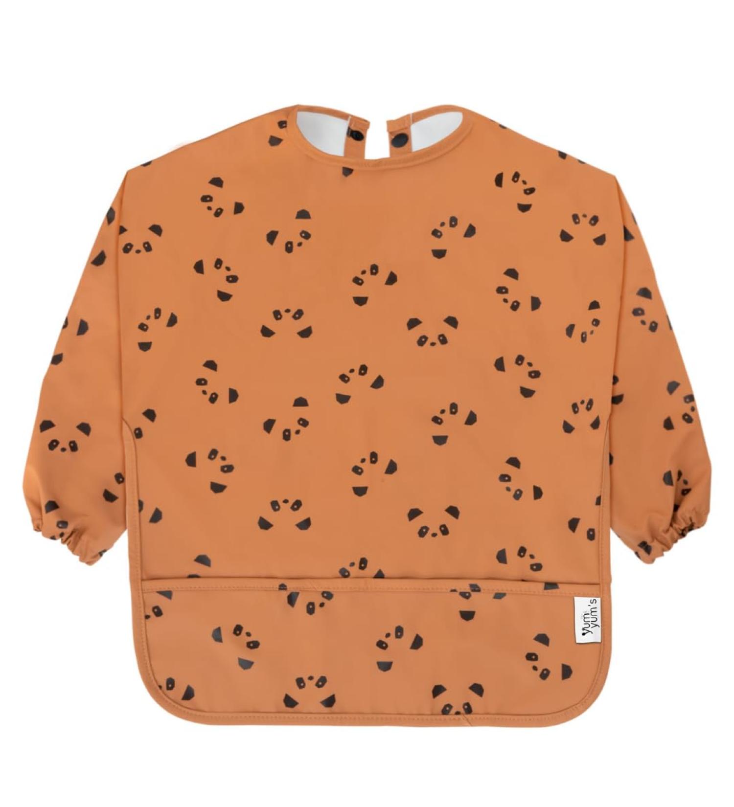 Yum Yum's Waterproof Silicone Baby Bibs with Long Sleeves | Coverall Bib for Infant Weaning | Panda Paws Design | 6-12 Months | Toddler Apron - Buy Online on SooperMarket.com