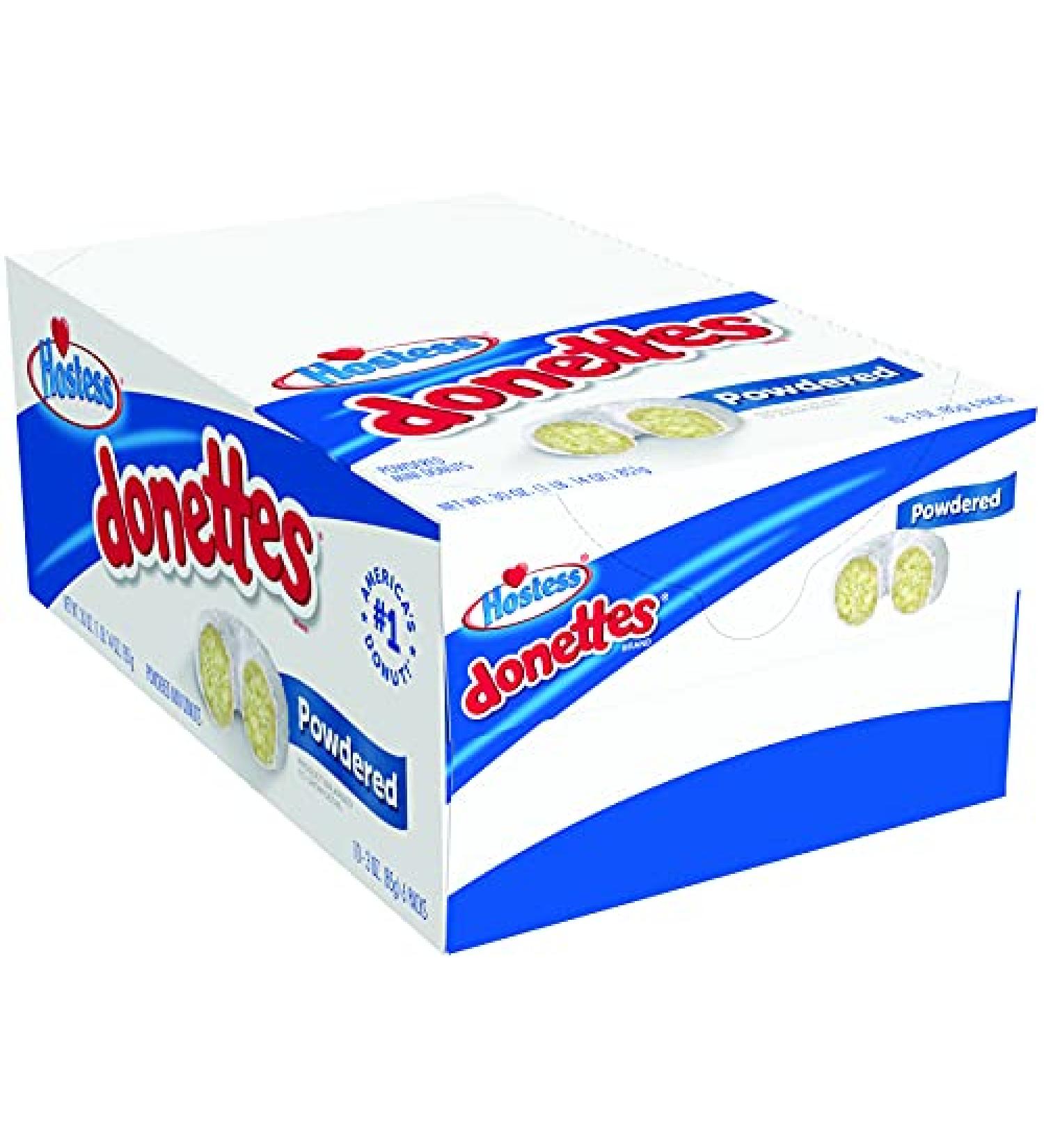Hostess Donettes Mini Powdered Donuts - 3oz Pack of 10 | Sweet Snack Treat - Buy Online on SooperMarket.com