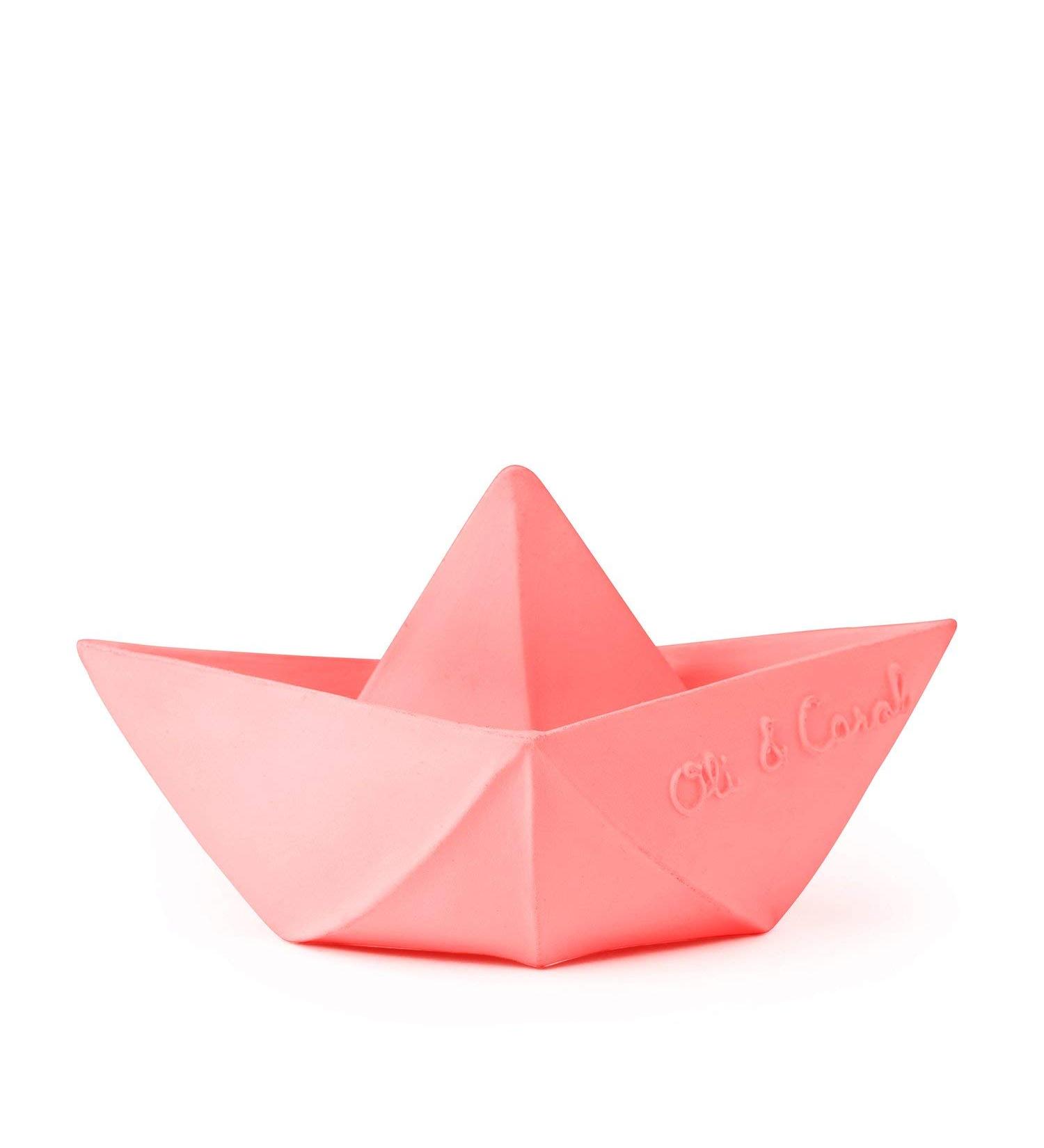 Oli & Carol Origami Boat: Pink Natural Rubber Float for Imaginative Play - Buy Online on SooperMarket.com