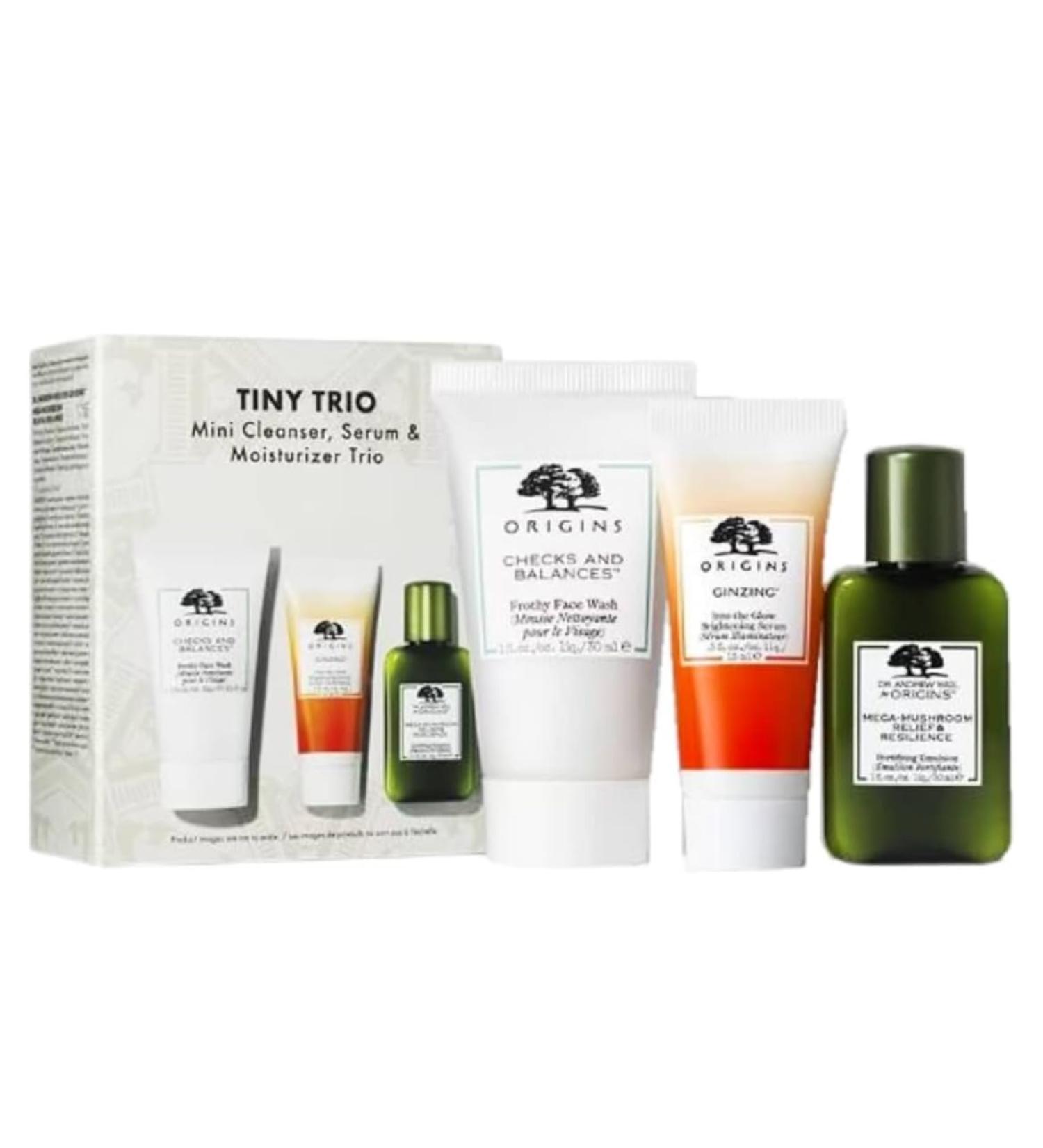 Buy Origins Tiny Trio Mini Cleaner Serum & Moisturizer Set - Travel Size for Radiant Skin | International Shipping Available - Buy Online on SooperMarket.com