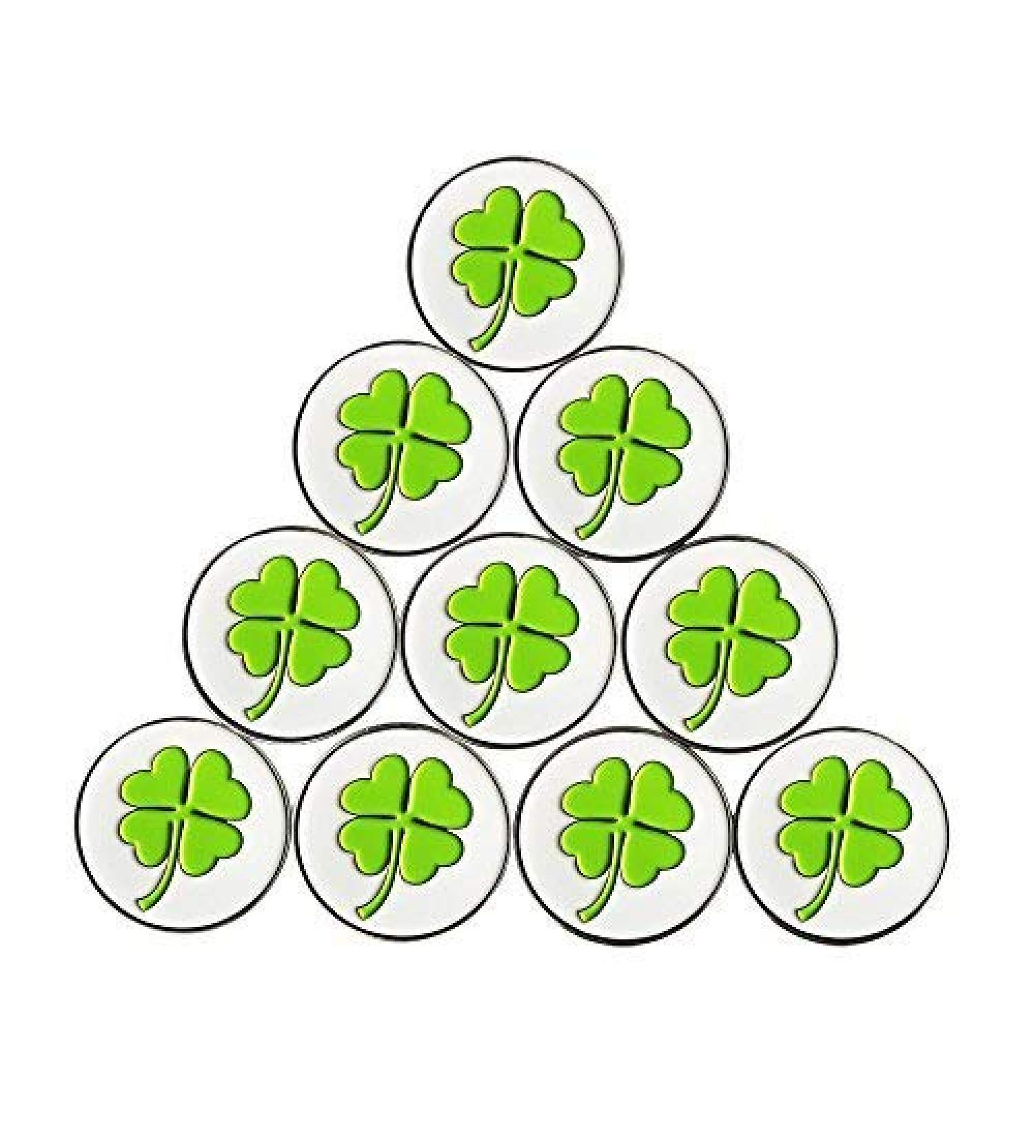 PINMEI Lot of 10 Golf Ball Markers Assorted Patterns - Soft Enamel Technique Green clover