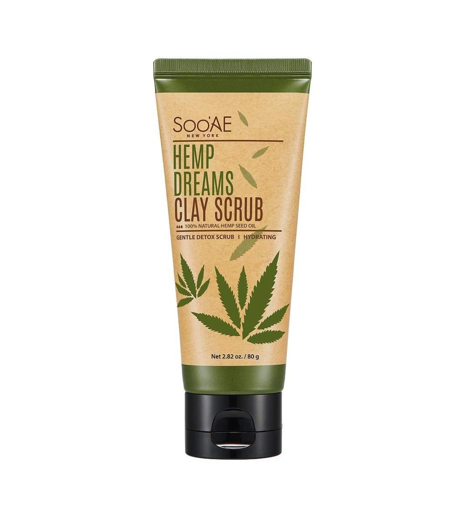 Soo'AE Hemp Dreams Clay Scrub - Gentle Scrub + Hydrating Exfoliator All Skin Types - Perfect for Sensitive Skin