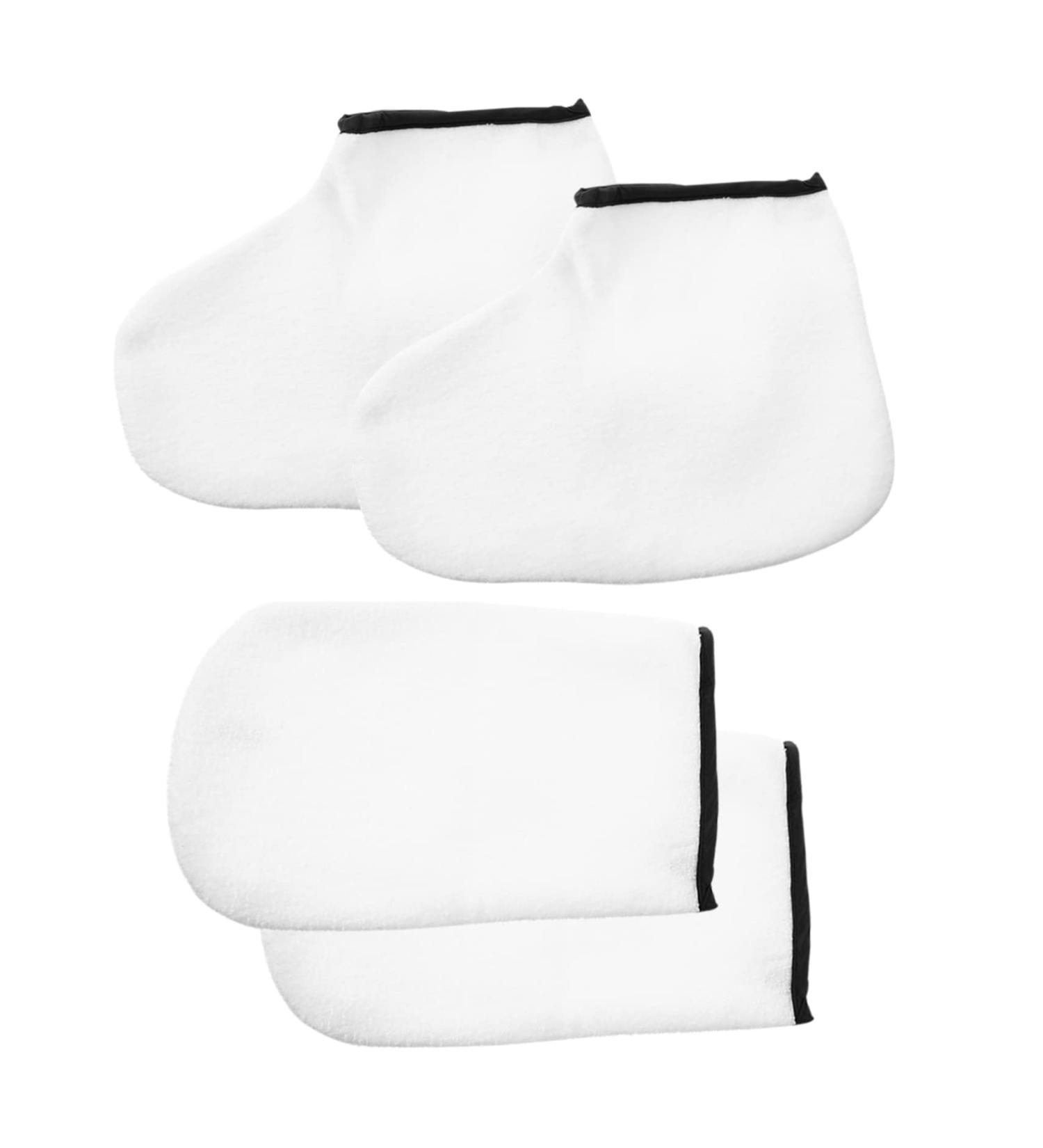 minkissy 2 Pairs Hand and Foot Mask Foot Calluses Remover Wax Tools Wax Liner for Hands Paraffin Wax Bath Gloves Paraffin Wax for Hands Thickened Gloves White Knitted Fabric Boots Manicure - Buy Online on SooperMarket.com