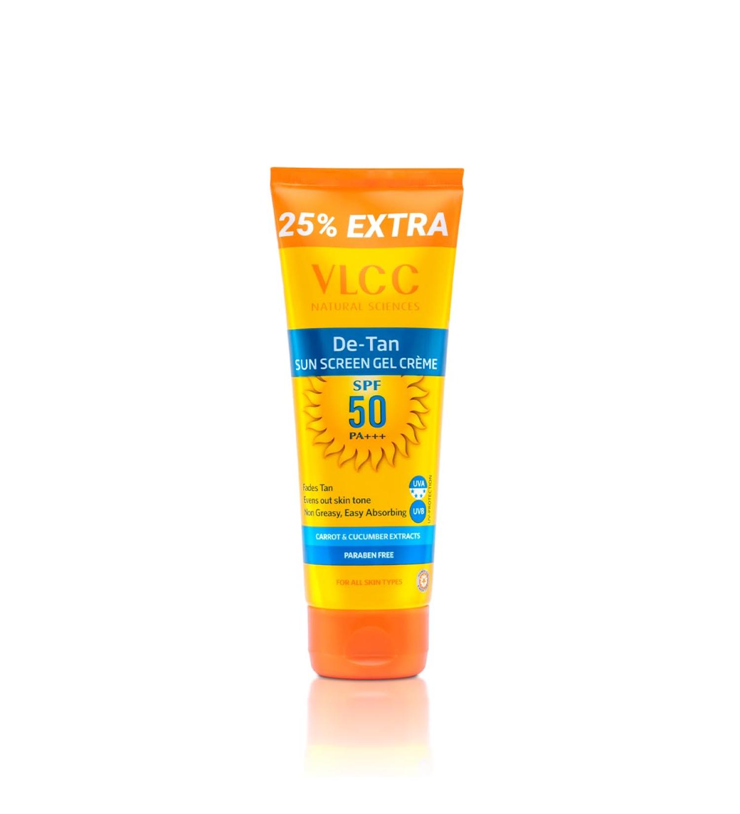 Buy VLCC De Tan SPF 50 PA+++ Sunscreen Gel Creme - 100gm | Best International Shipping & Protection from UV Rays - Buy Online on SooperMarket.com