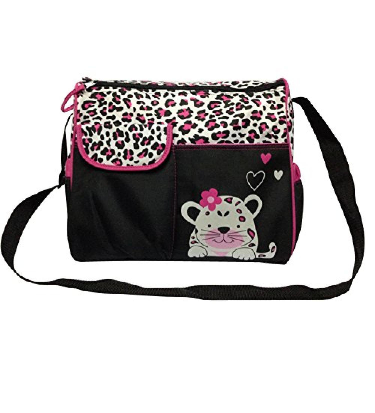 Accessotech Waterproof Baby Diaper Nappy Mummy Changing Handbag Shoulder Bag with Mat Travel (Tiger Pink)