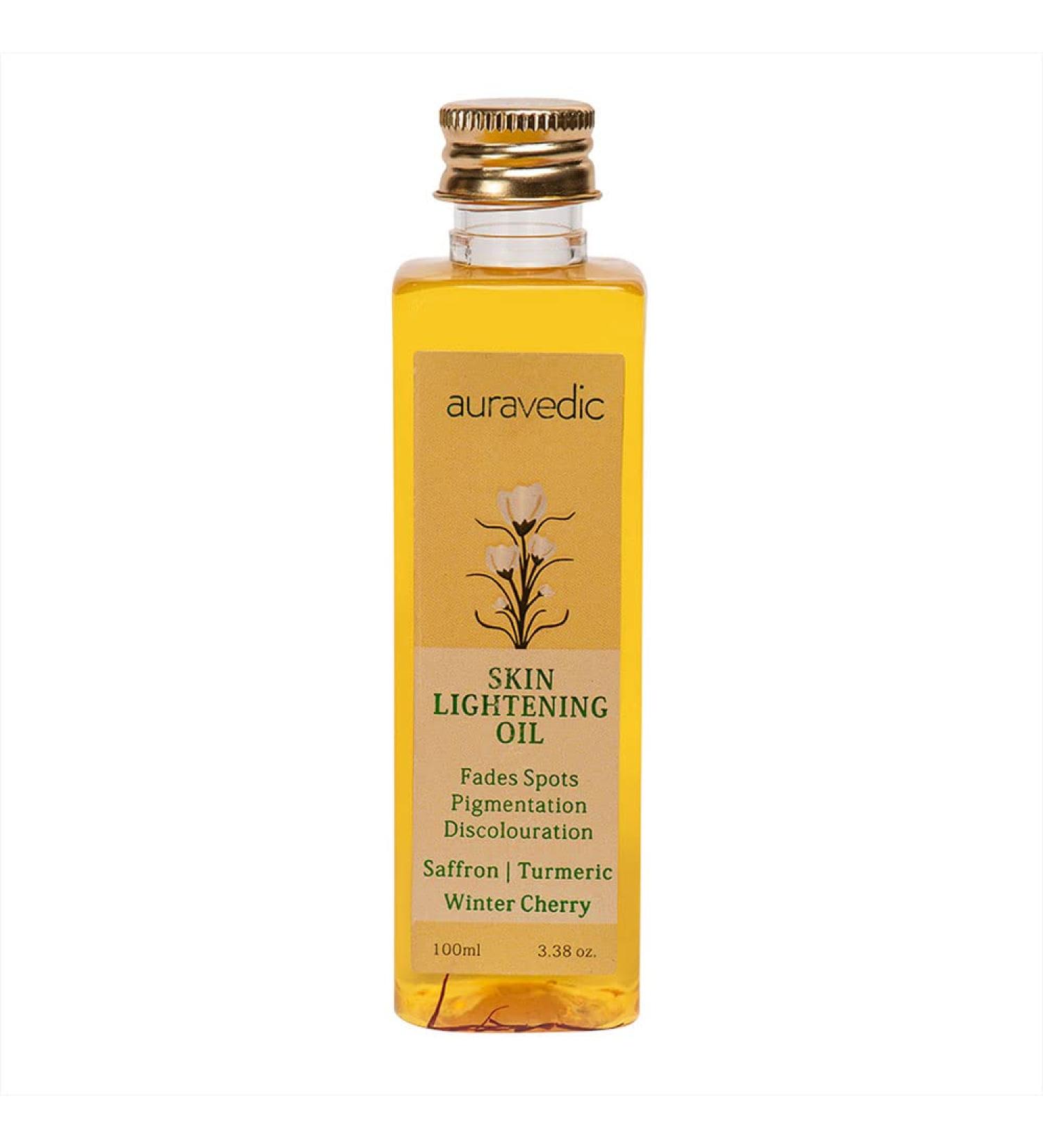 Auravedic Skin Lightening Oil 100ml with Saffron, Turmeric & Winter Cherry - Buy Online on SooperMarket.com