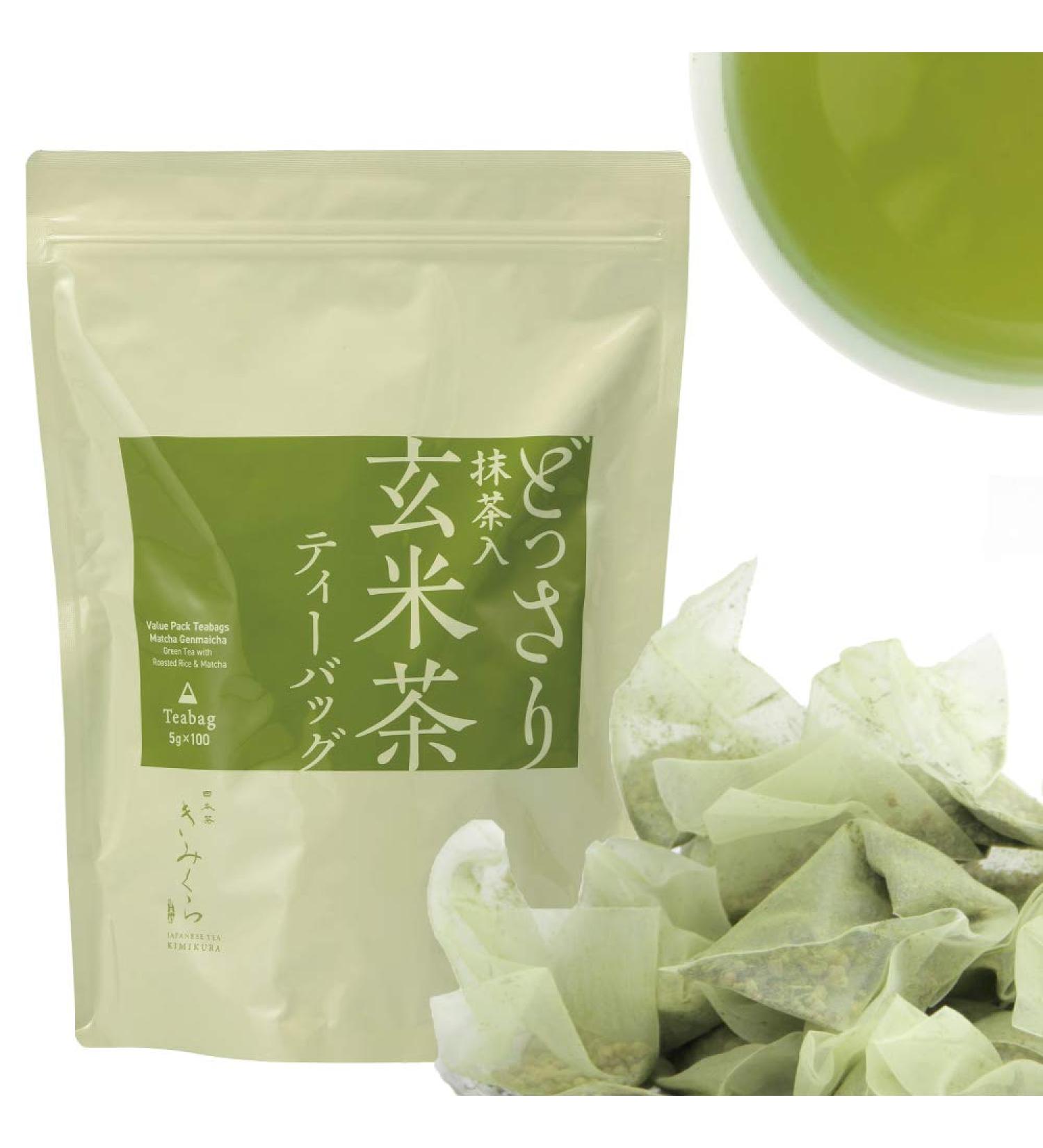 Genmaicha with Matcha Green Tea with Roasted Rice with Matcha 100 Teabags Value Pack from JAPAN | Japanese Tea KIMIKURA 2_matcha Genmaicha 5gx100bags  - Buy Online on SooperMarket.com