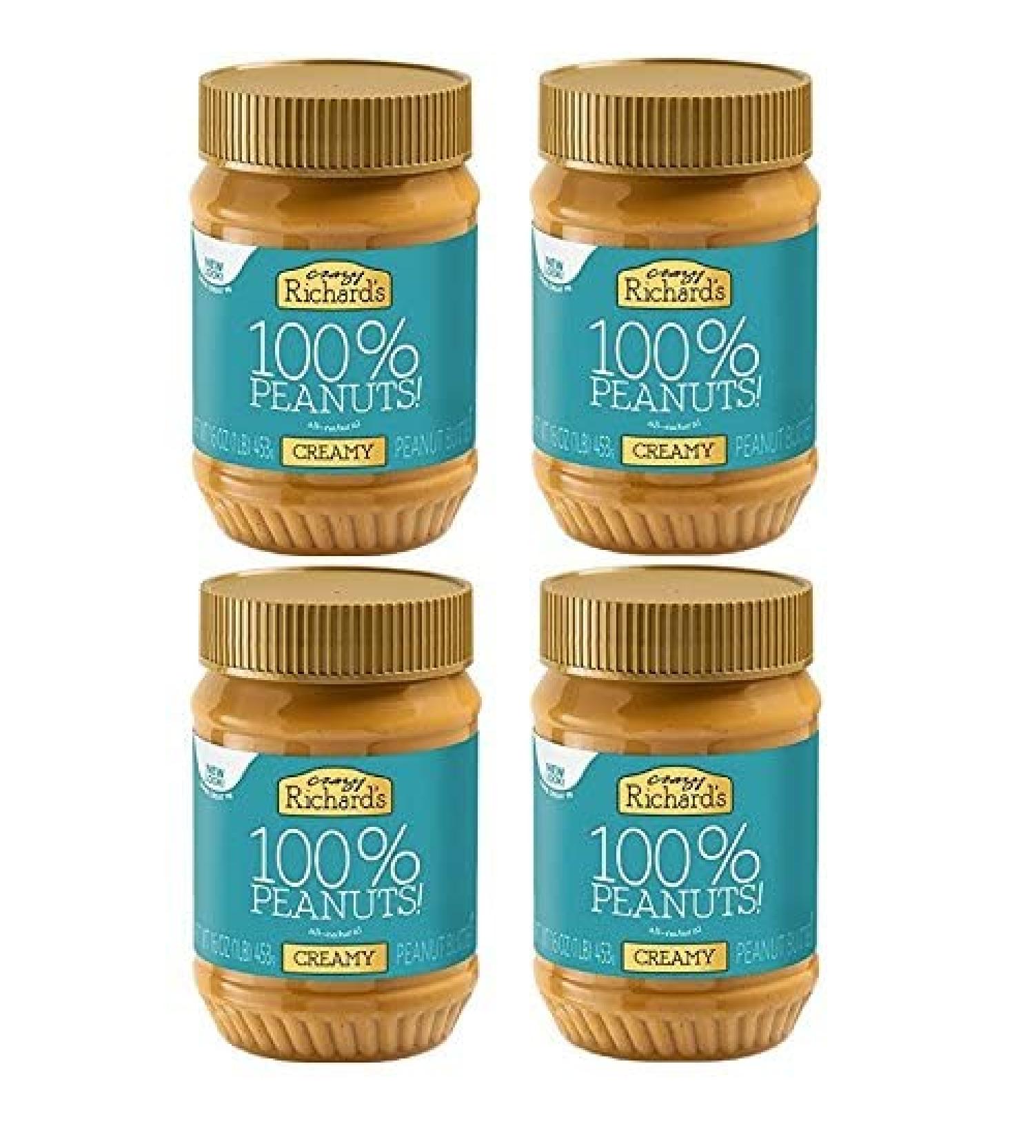 Crazy Richard Creamy Peanut Butter 16 oz (4 Pack) - 1 Pound Creamy Peanut Butter - Buy Online on SooperMarket.com