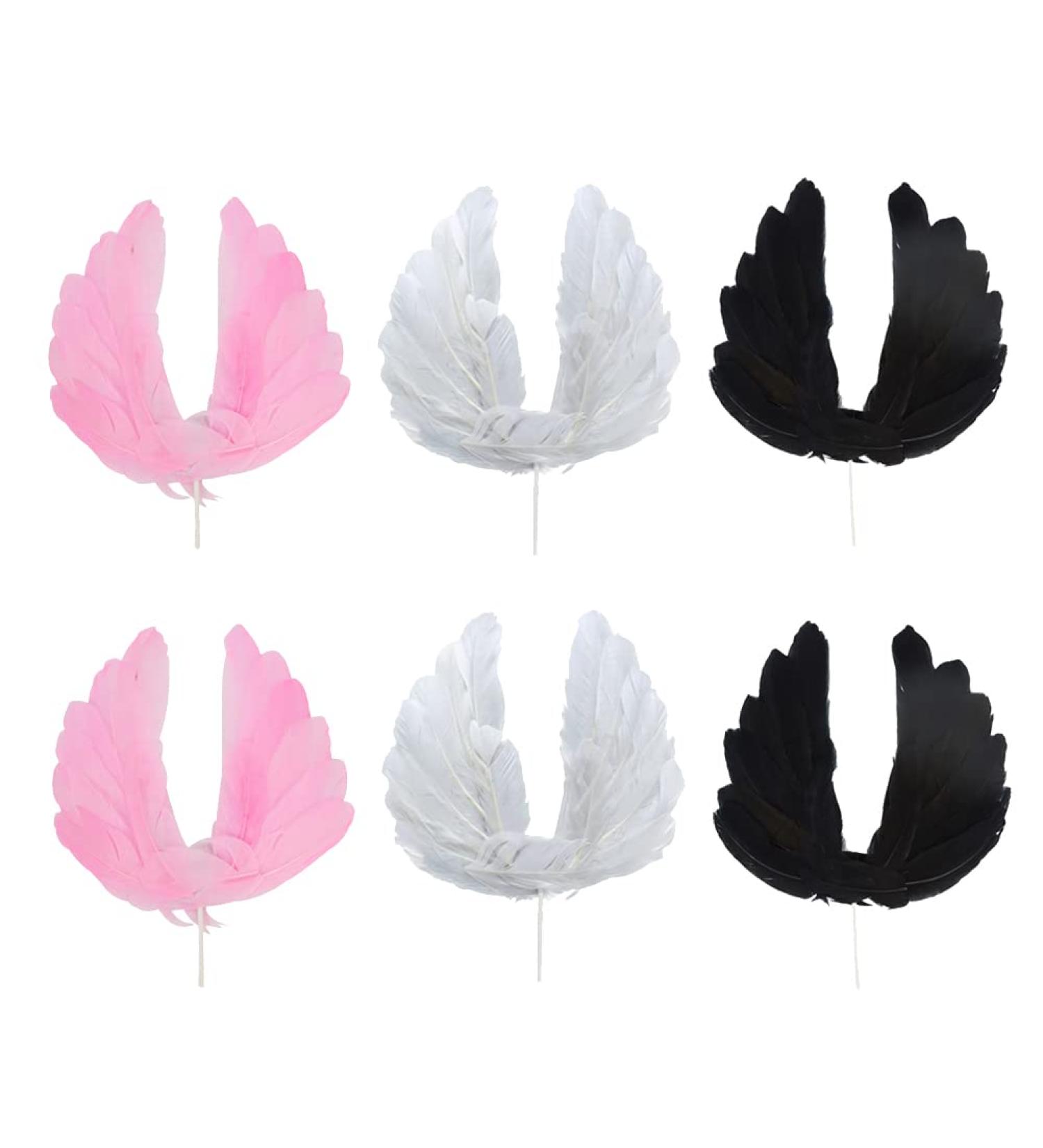 6 Pcs Imitation Feather Cake Toppers Angel Wing Cake Topper Wedding Cake Toppers Tea Party Cake Decorations Birthday Cake Toppers for Baby Shower - Buy Online on SooperMarket.com