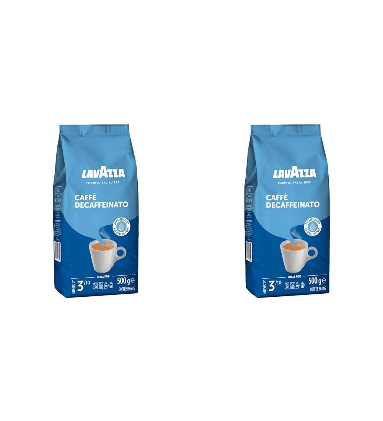 Lavazza Caff Decaffeinato Coffee Beans Ideal for Espresso or Superautomatic Coffee Machines Aromatic Notes of Dried Fruits Arabica and Robusta Intensity 3/10 Medium Roasting 500g (Pack of 2) - Buy Online on SooperMarket.com