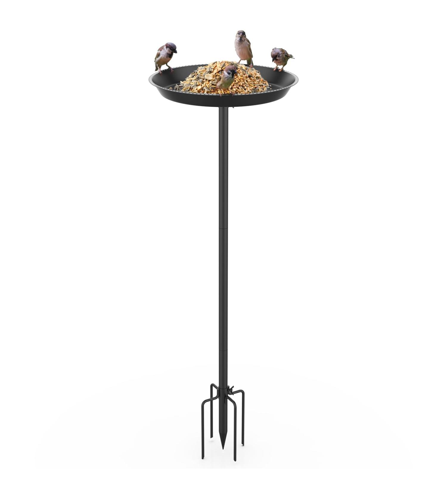 EfuturTime Large Metal Bird Bath - 30 cm x 90 cm Adjustable Height Winterproof & Frost-Proof Perfect for Garden Feeding - Black - Buy Online on SooperMarket.com