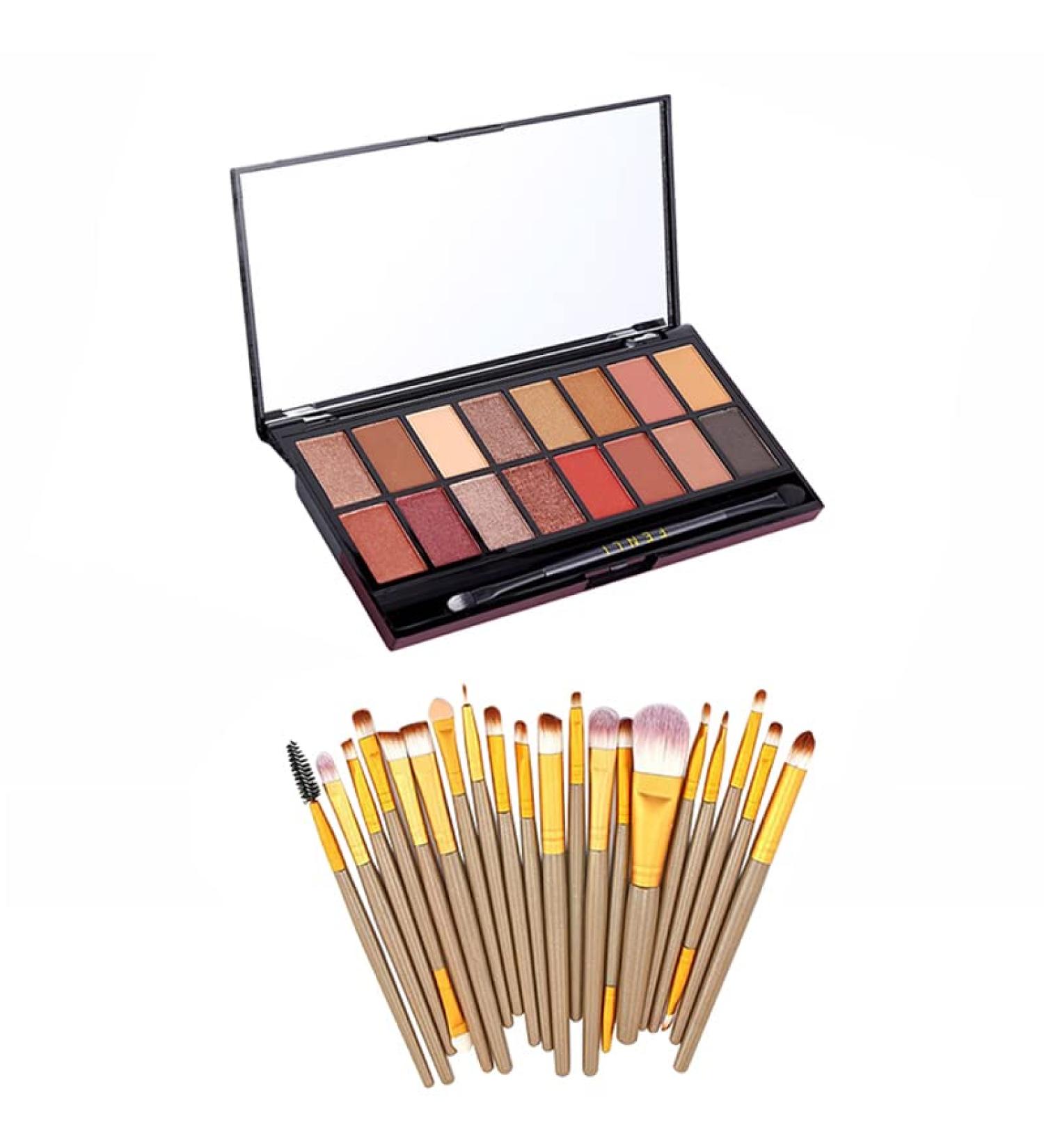 RUIGPRO Pro 16 Shades Eyeshadow Palette + 20-pc Makeup Brushes Set - High Pigmented Naked Nudes Shimmer Matte Metallic Smokey Eye Shadow Kit - Buy Online on SooperMarket.com