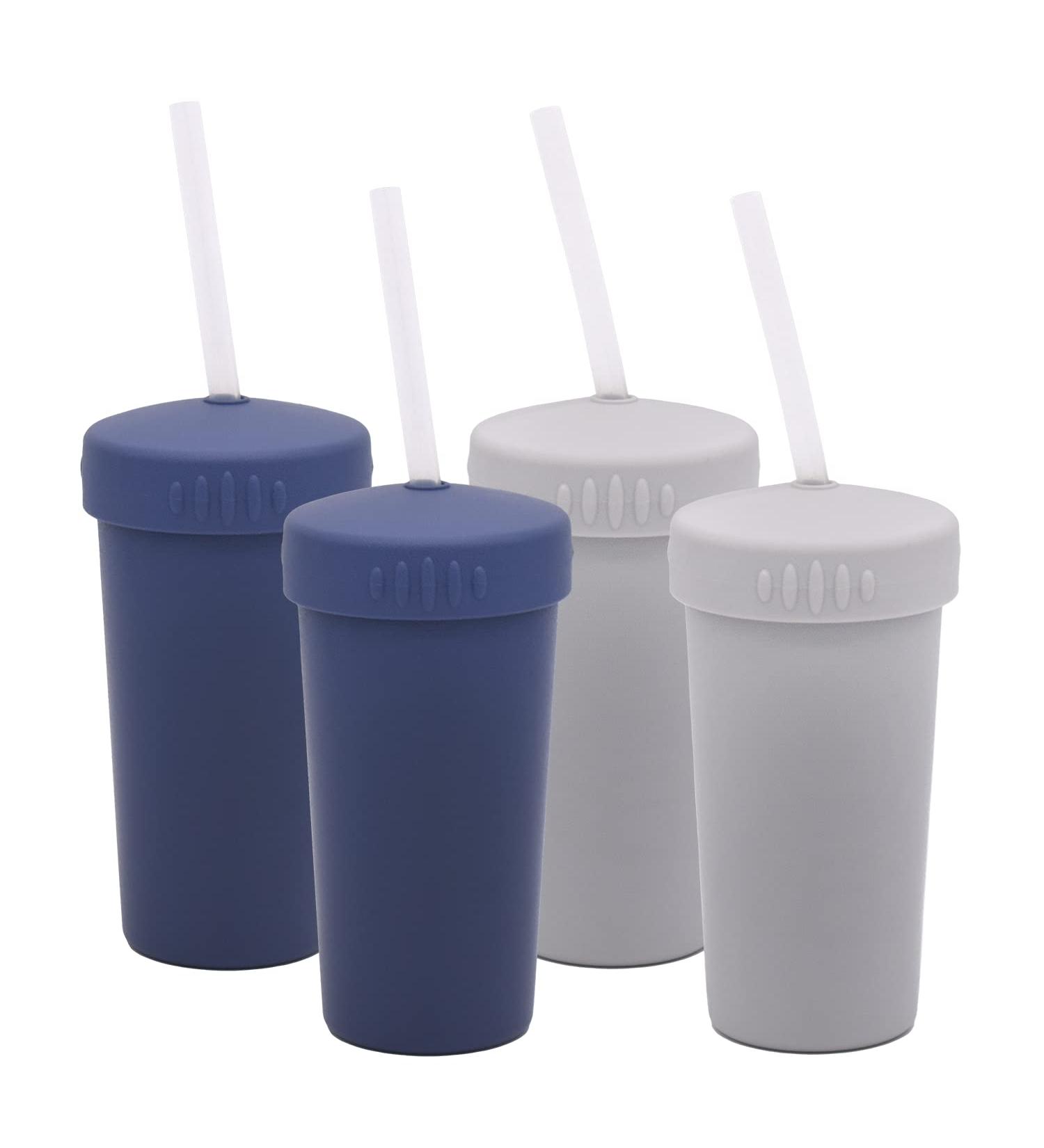 MightyMoe 4-Pack Spill Resistant 10 oz. Straw Cup Set with Silicone Straws - Slate/Blue Gray - Buy Online on SooperMarket.com