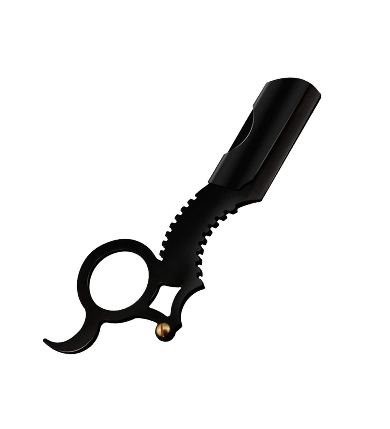 Vintage Premium Safety Razor - Men's Eyebrow Ring Razor with Finger Ring | Robust Black | International Shipping - Buy Online on SooperMarket.com