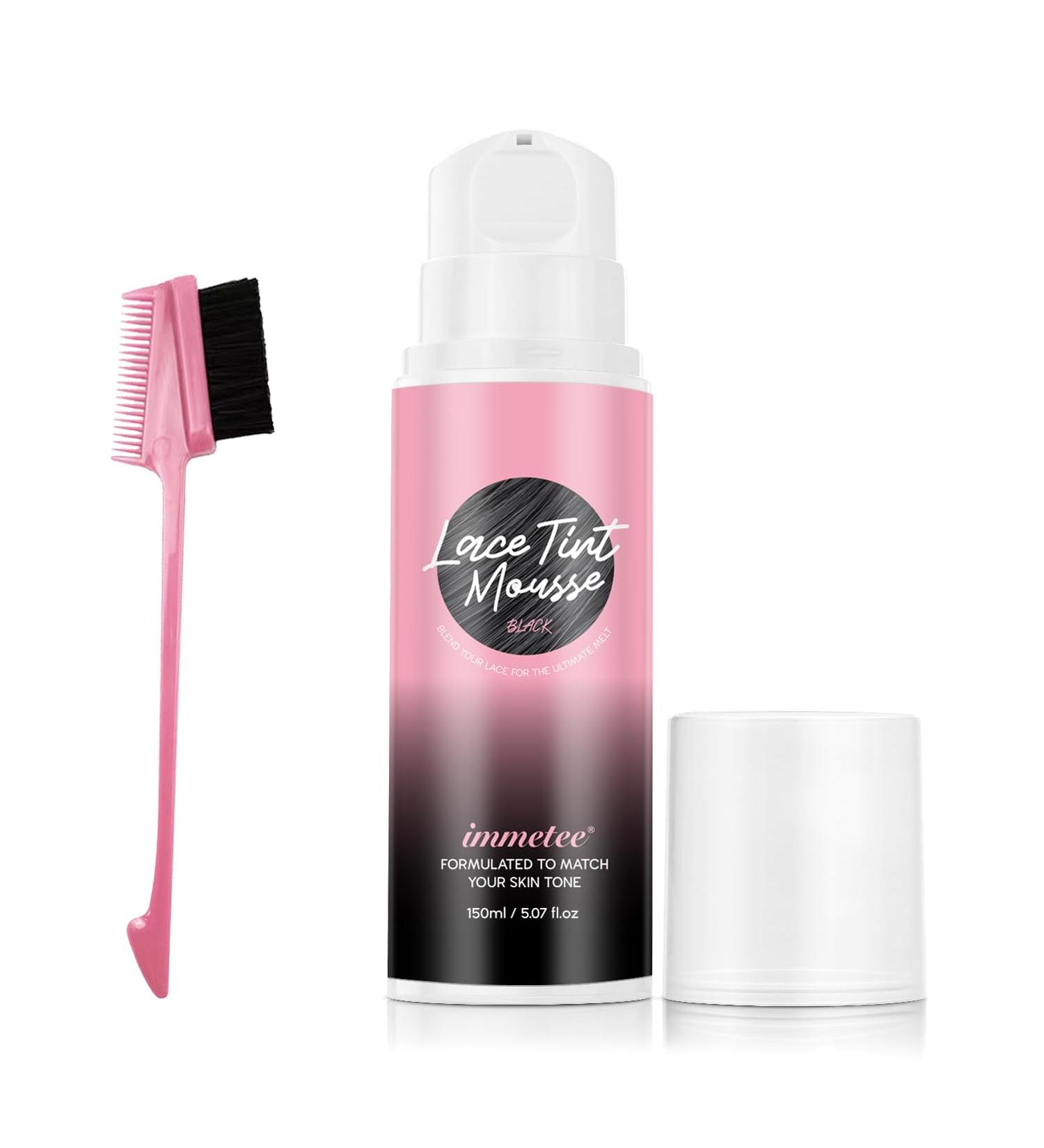 Immetee Lace Tint Mousse for Wigs - Quick Dry No Residue Lace Melting Foam Perfect Skin Tone Match - 150ML/5.07FL OZ (Black - Buy Online on SooperMarket.com