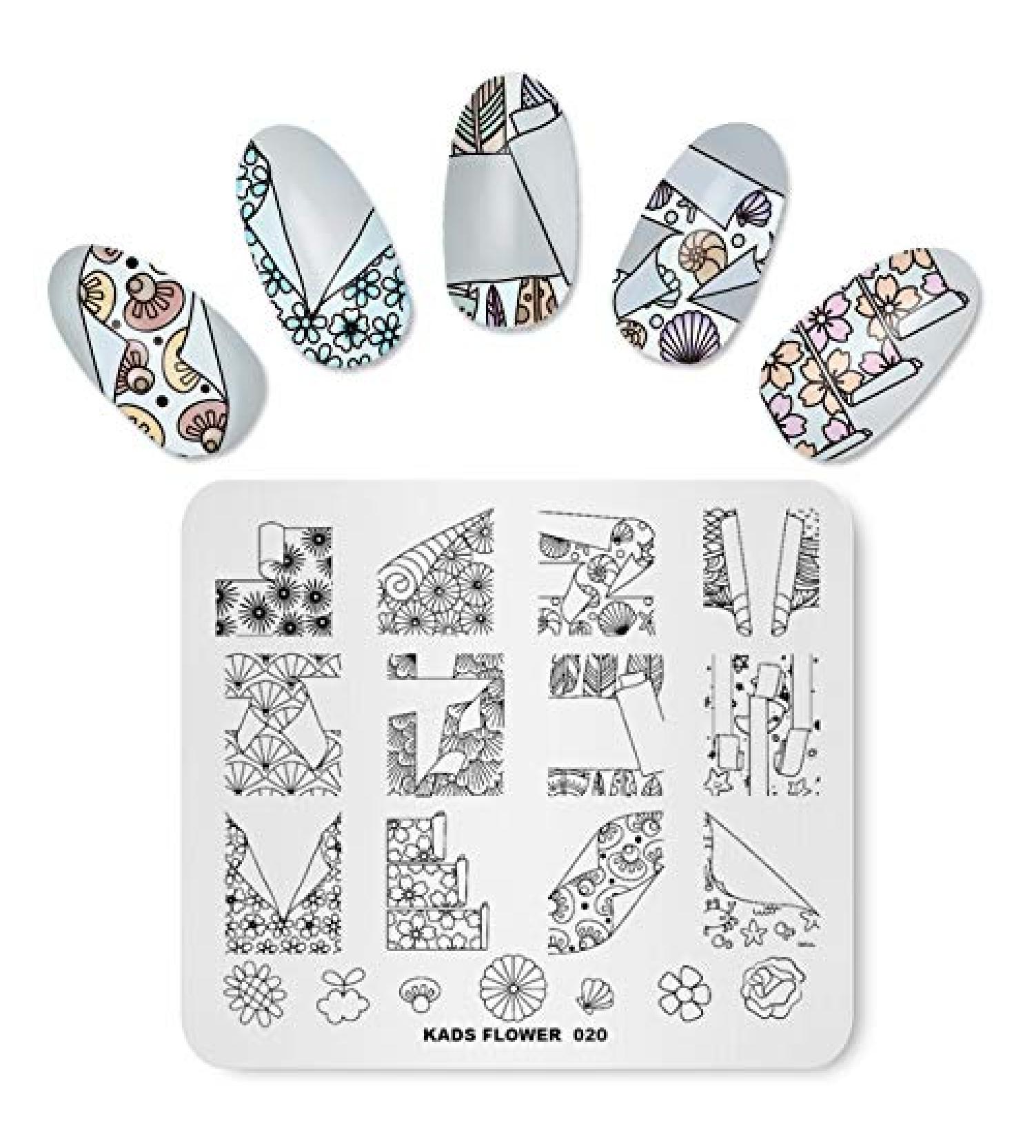Alexnailart Nail Art Stamping Plate Flowers Geometric Template Image Plate Nail Art Tools (FL020) - Buy Online on SooperMarket.com
