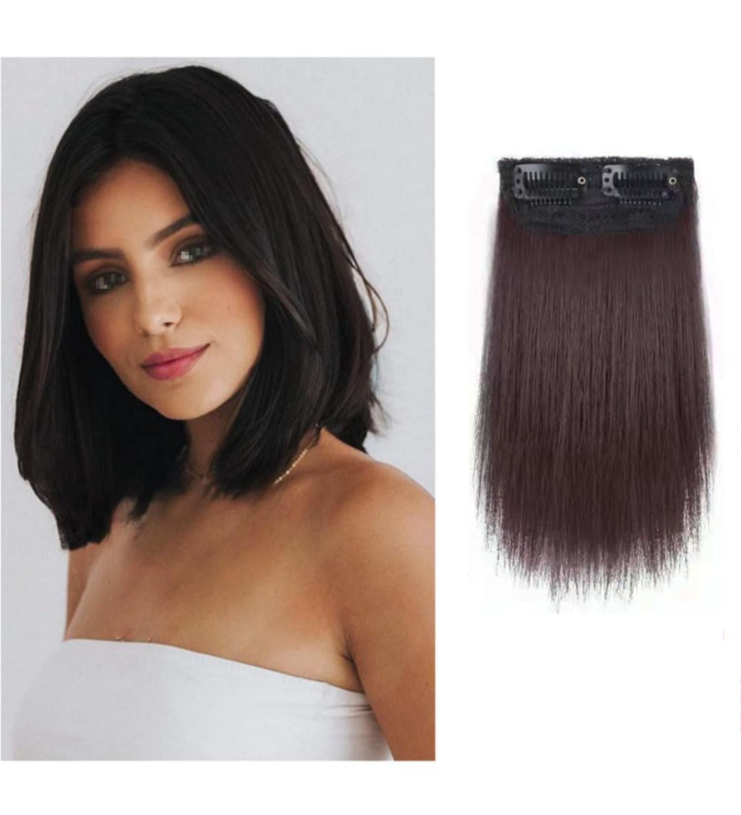 1PC Short Clip In Hair Extensions Clip in Hair Piece 2 Clips Clip in Remy Human Hair Extensions Straight Invisible Hairpin for Thinning Hair Adding Hair Volume(6inch- Dark Brown) - Buy Online on SooperMarket.com