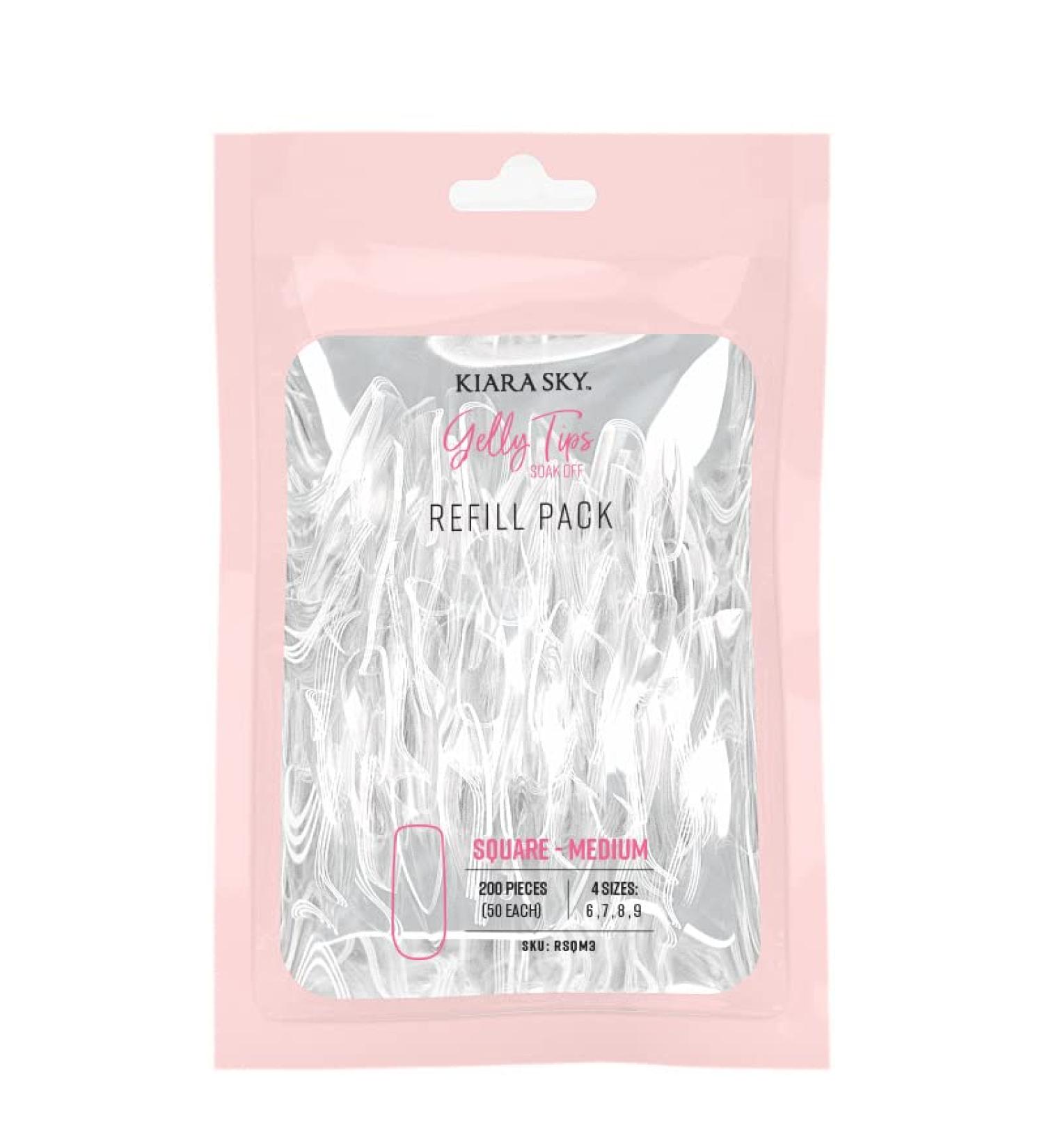 Kiara Sky Gelly Tip Soak Off Nails Refill Packs - Square Shape, Medium Length (Sizes 6-9) - Buy Online on SooperMarket.com