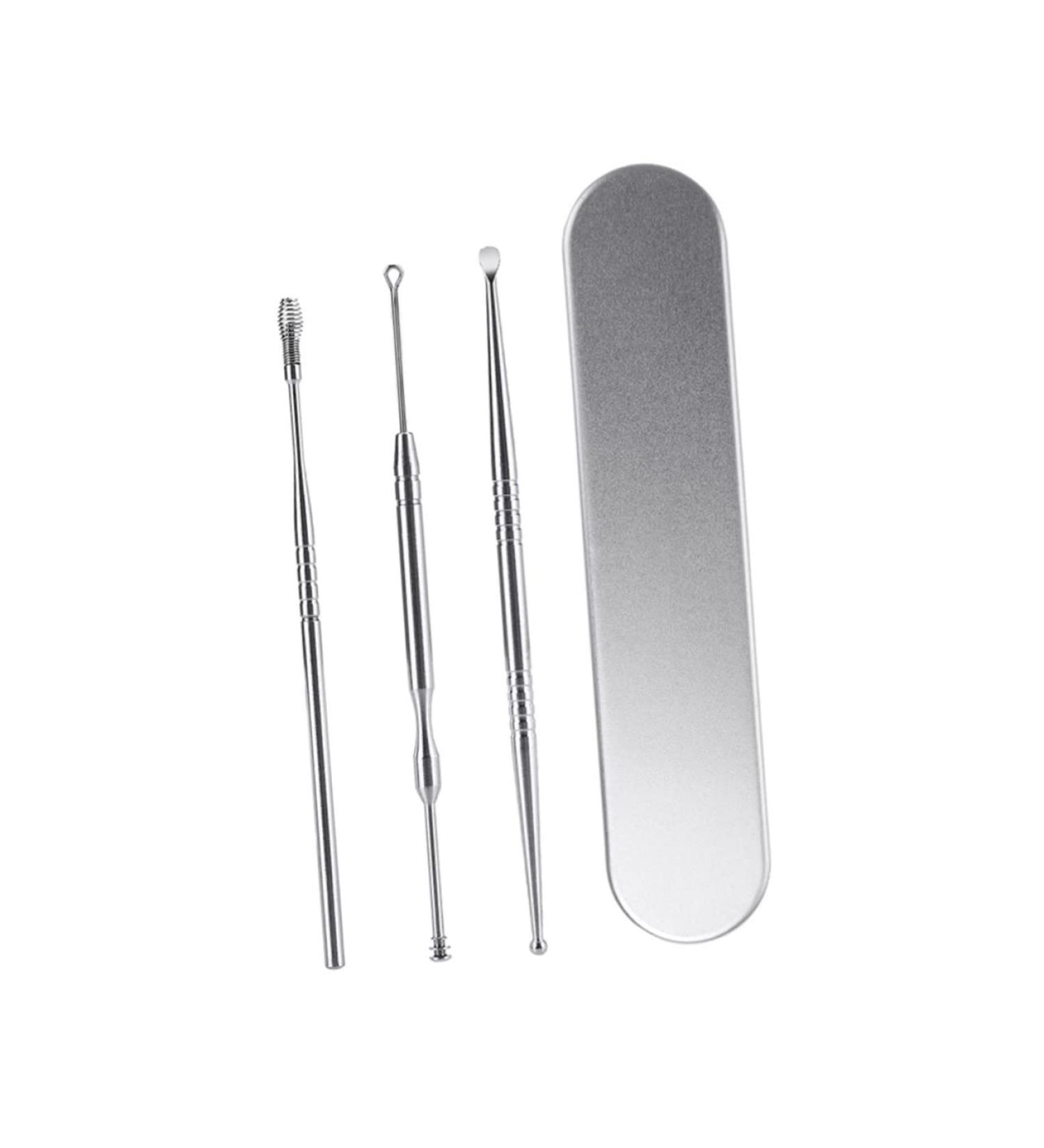3pcs Stainless Steel Ear Cuffs Ear Cleaner Set with Ear Wax Remover - Silver - Buy Online on SooperMarket.com