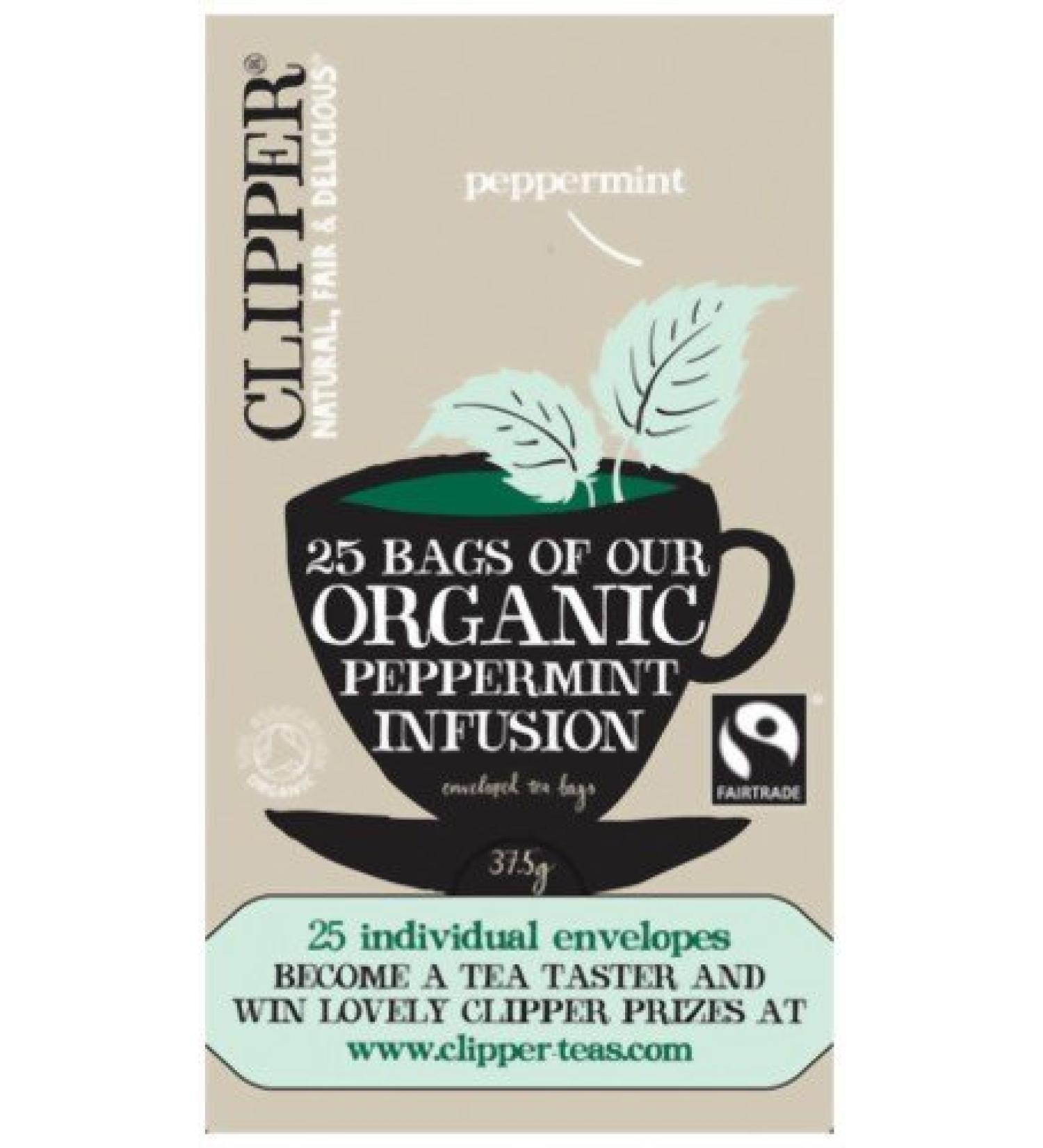 Clipper Clip Peppermint Enveloped (25Bags) Envelope String & Tagged Fairtrade Gluten Free Organic Vegan