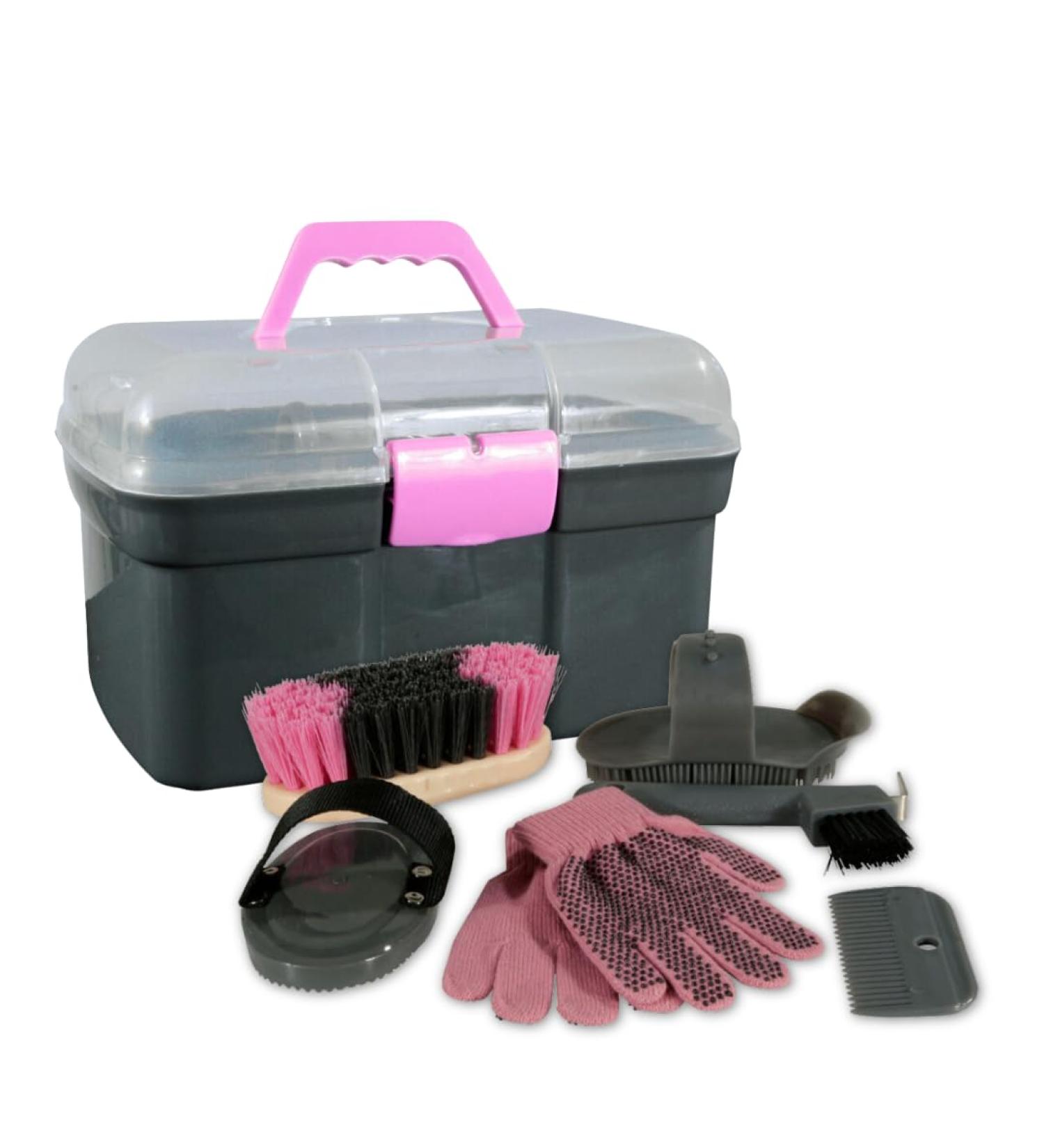 PFIFF 100576 Children's Grooming Box | 6-Piece Horse Care Kit in Grey - Ideal for Kids - Buy Online on SooperMarket.com