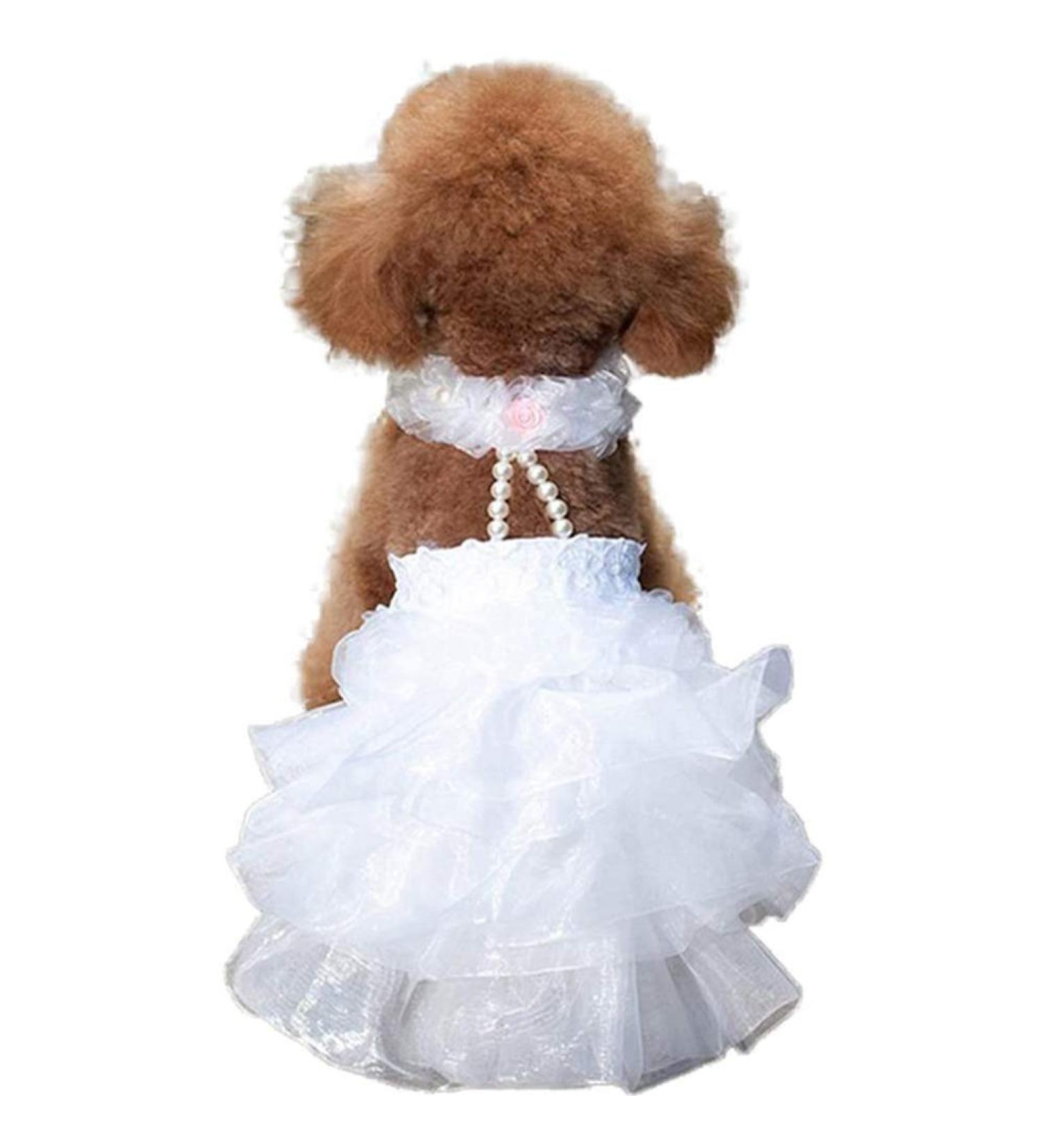 Delifur Dog White Wedding Dress Princess Fashion Skirt for Small Medium Dogs & Cats (L) - Buy Online on SooperMarket.com