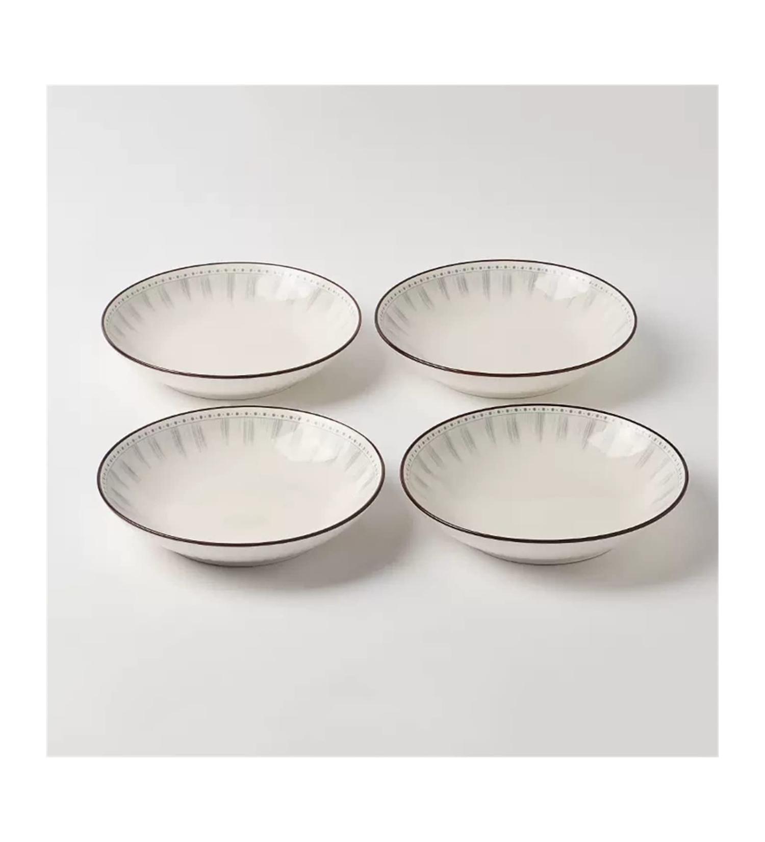 Dinnerware Dishes Plates Ceramic Plate Household Dish Dish White Circular Kitchen Restaurant Dish Simple Line Shape Deep Plate Soup Plate Vintage Dish Set of 4/6 Dinner Restaurant Family Party Plates Medium B - Buy Online on SooperMarket.com