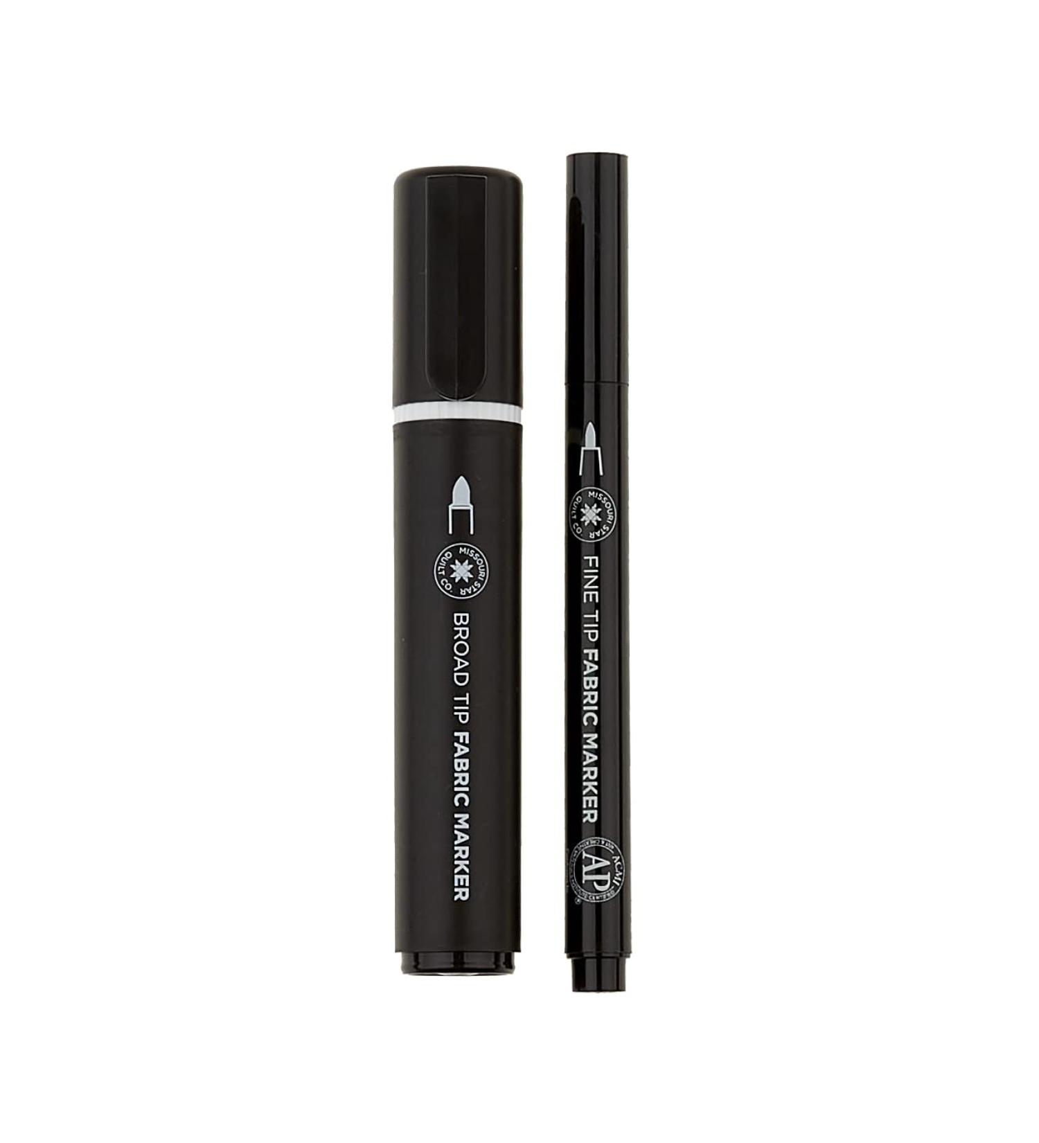 Black Fabric Markers 2 Pack - Broad and Fine Tip | Non-Toxic, Water Resistant Ink | Ideal for Quilt Labels and Clothing Projects - Buy Online on SooperMarket.com
