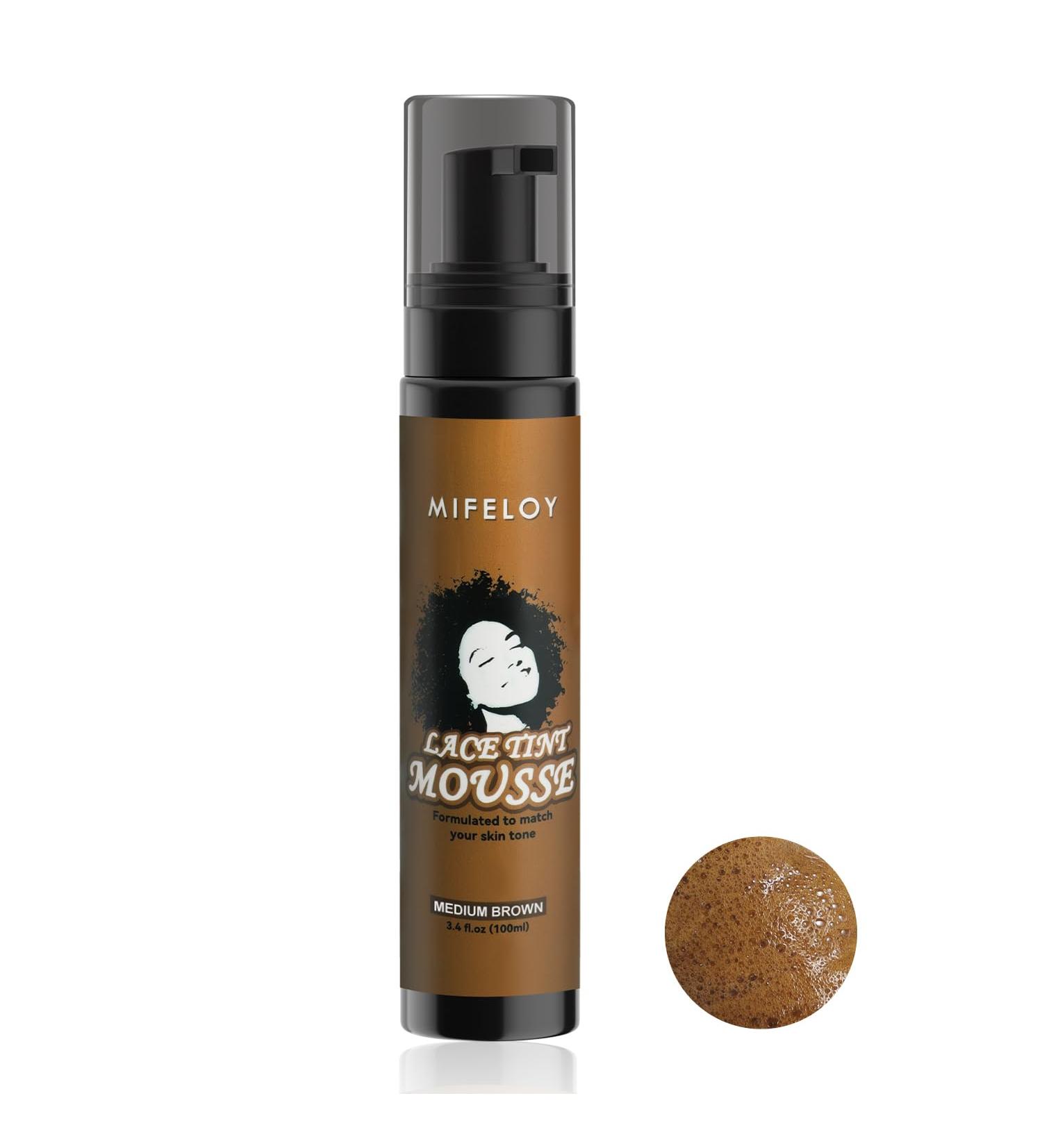 Lace Tint Melting Hair Mousse 100ml - Mocha Medium Brown Foam Spray for Lace Front Wig, Toupees, & Hair Pieces - Natural Finish Edge Control - Women's Cosplay Wigs Tool Set - Buy Online on SooperMarket.com