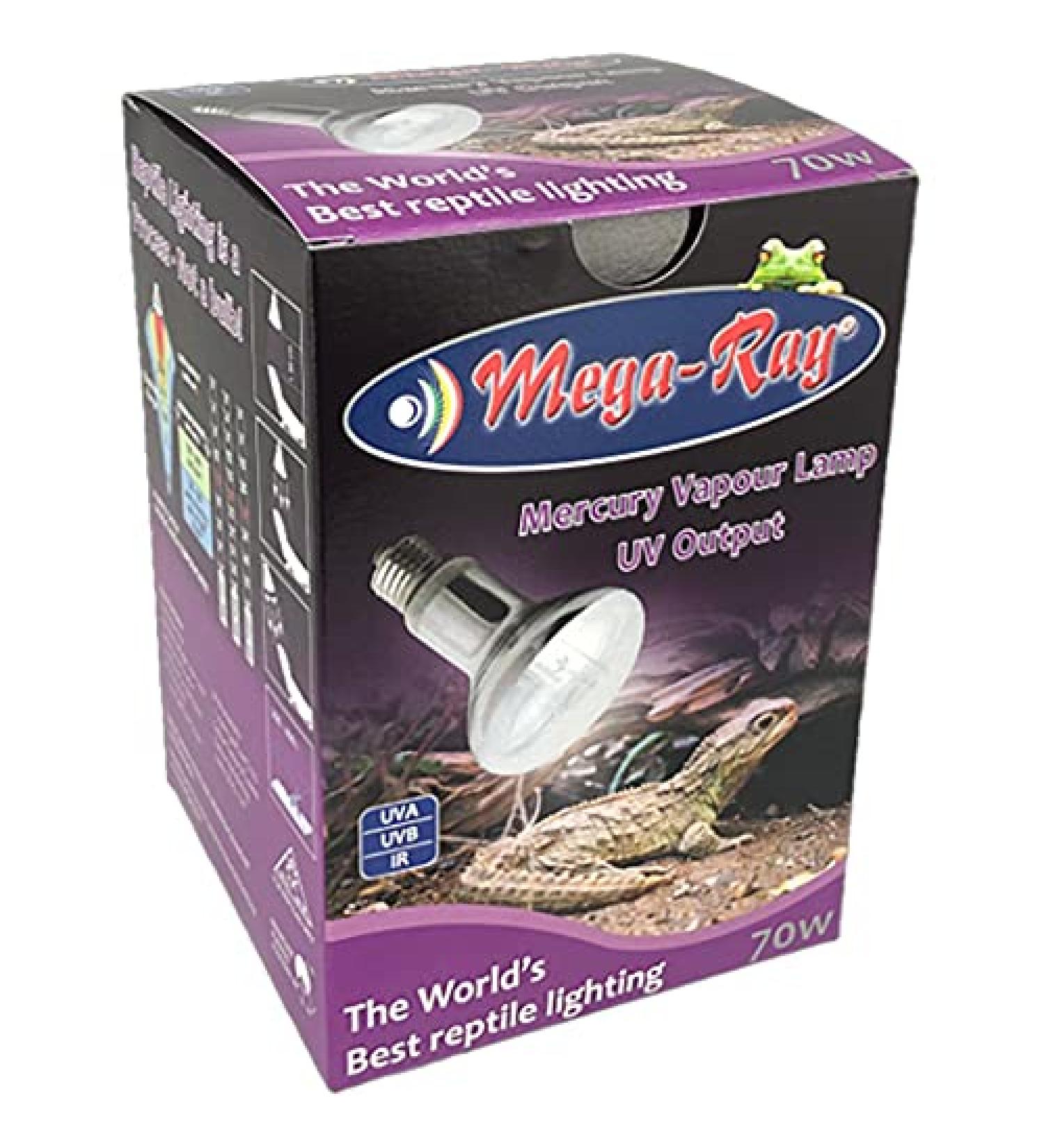 Mega-Ray 70w Reptile Mercury Vapour UV Output Basking Lamp UVA UVB IR