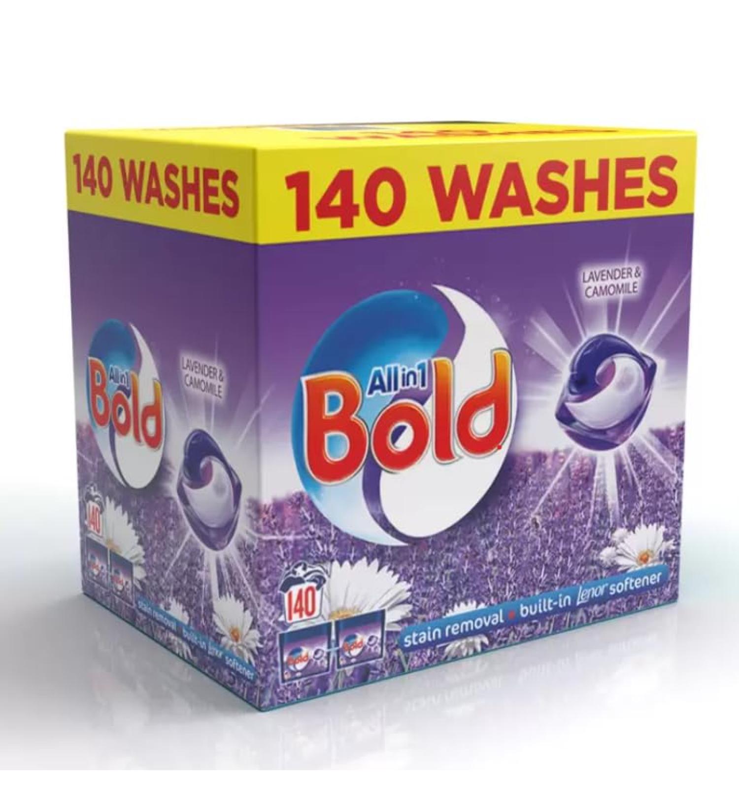 Brilliantly Clean with Bold All in One Pods - 140 Washes 3.72 Kg Power Pack