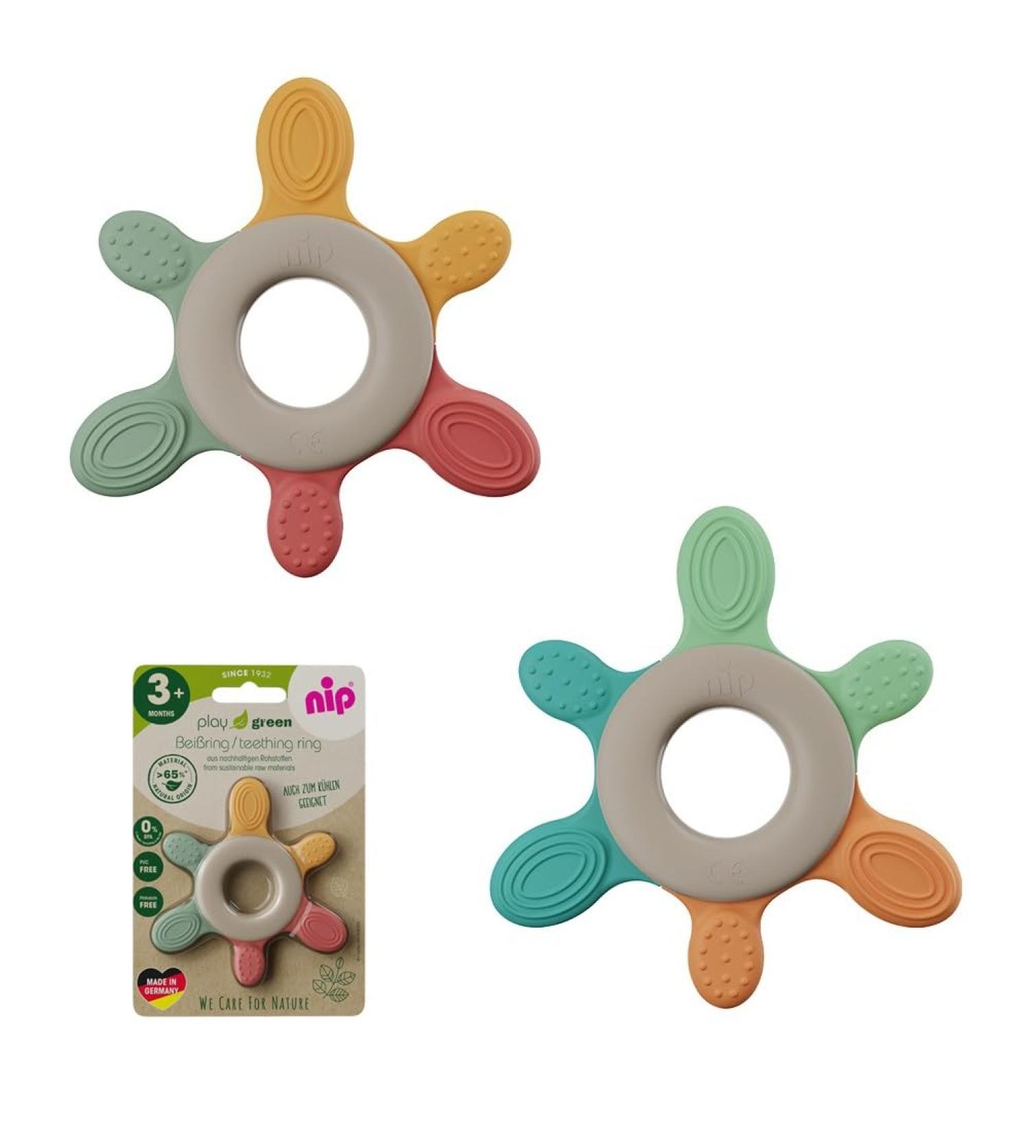 Play Green Nip Teething Ring - Eco-Friendly Teether for 3+ Months with Long Teething Elements - Buy Online on SooperMarket.com