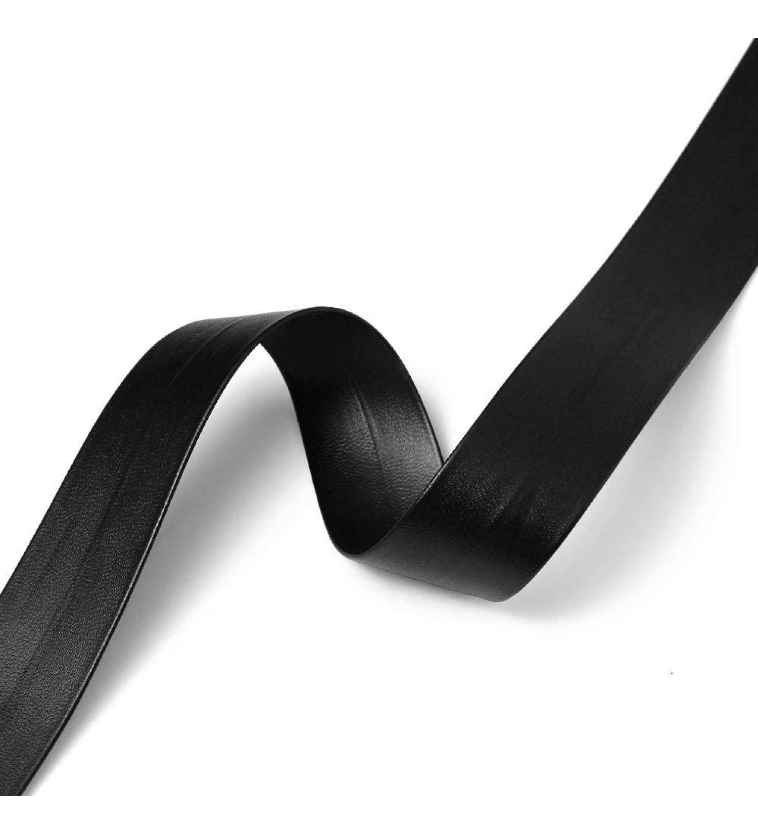 4-Yards 15mm Black Fold Over Faux Leather Trim TR-12190 - Polyurethane, 5/8 Inch - Buy Online on SooperMarket.com