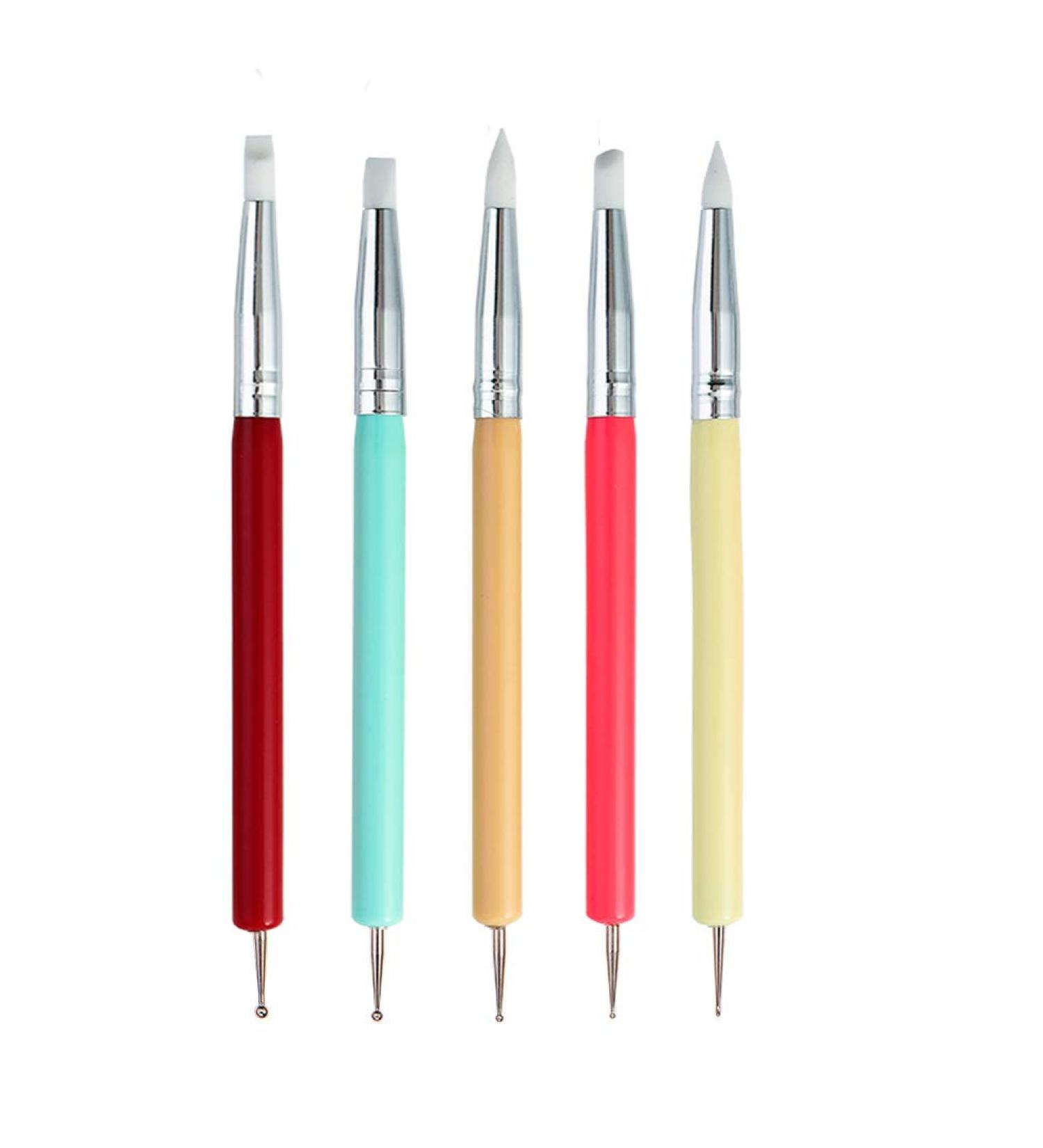 JASSINS 5PCS Nail Art Silicone Sculpture Pen - Dual Head Dotting Drawing Painting Tool Set - Buy Online on SooperMarket.com