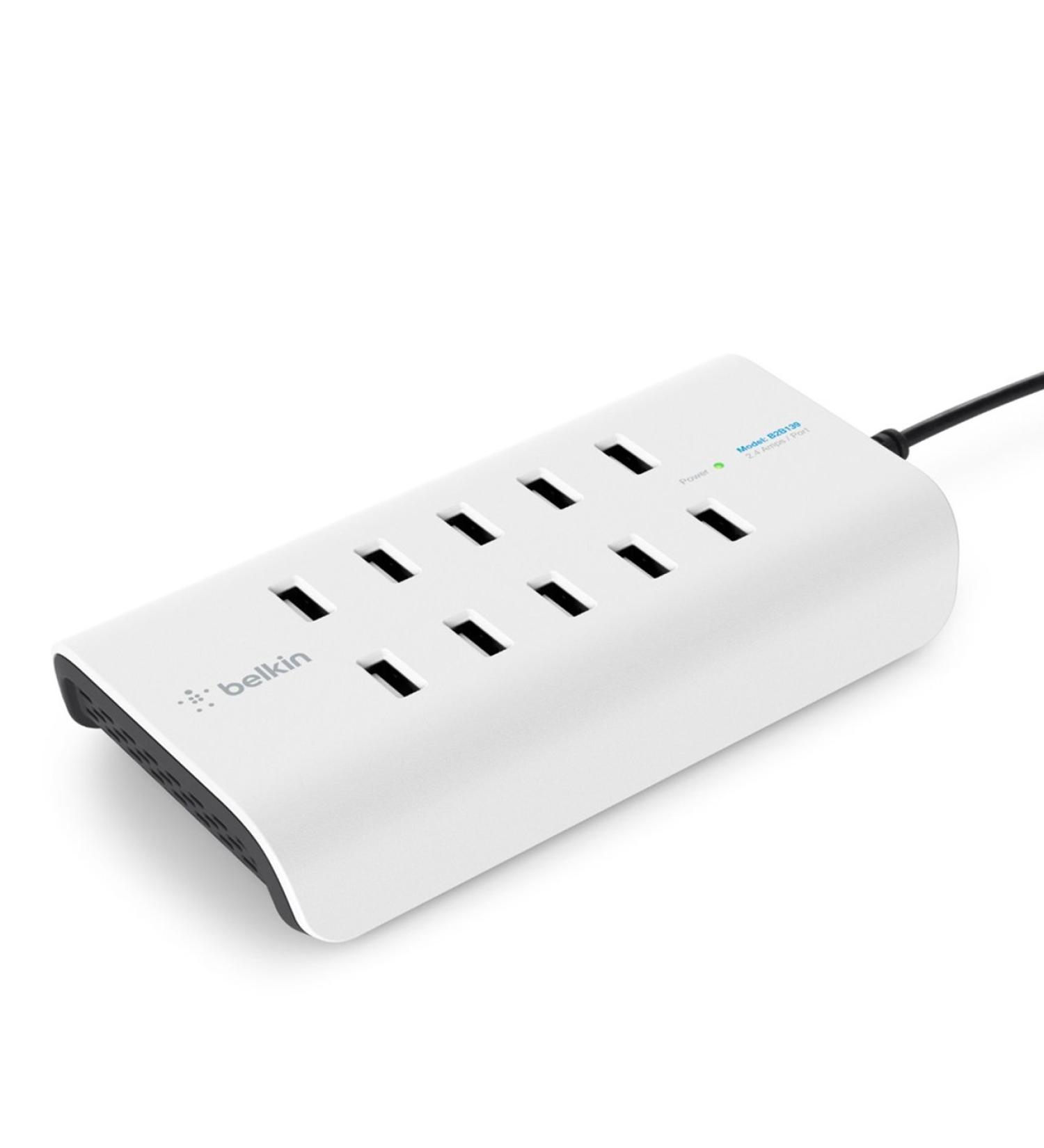 Buy Belkin Rockstar 10-Port USB Charger 120W - Fast Charging 2.4A per Port White | International Shipping Available - Buy Online on SooperMarket.com