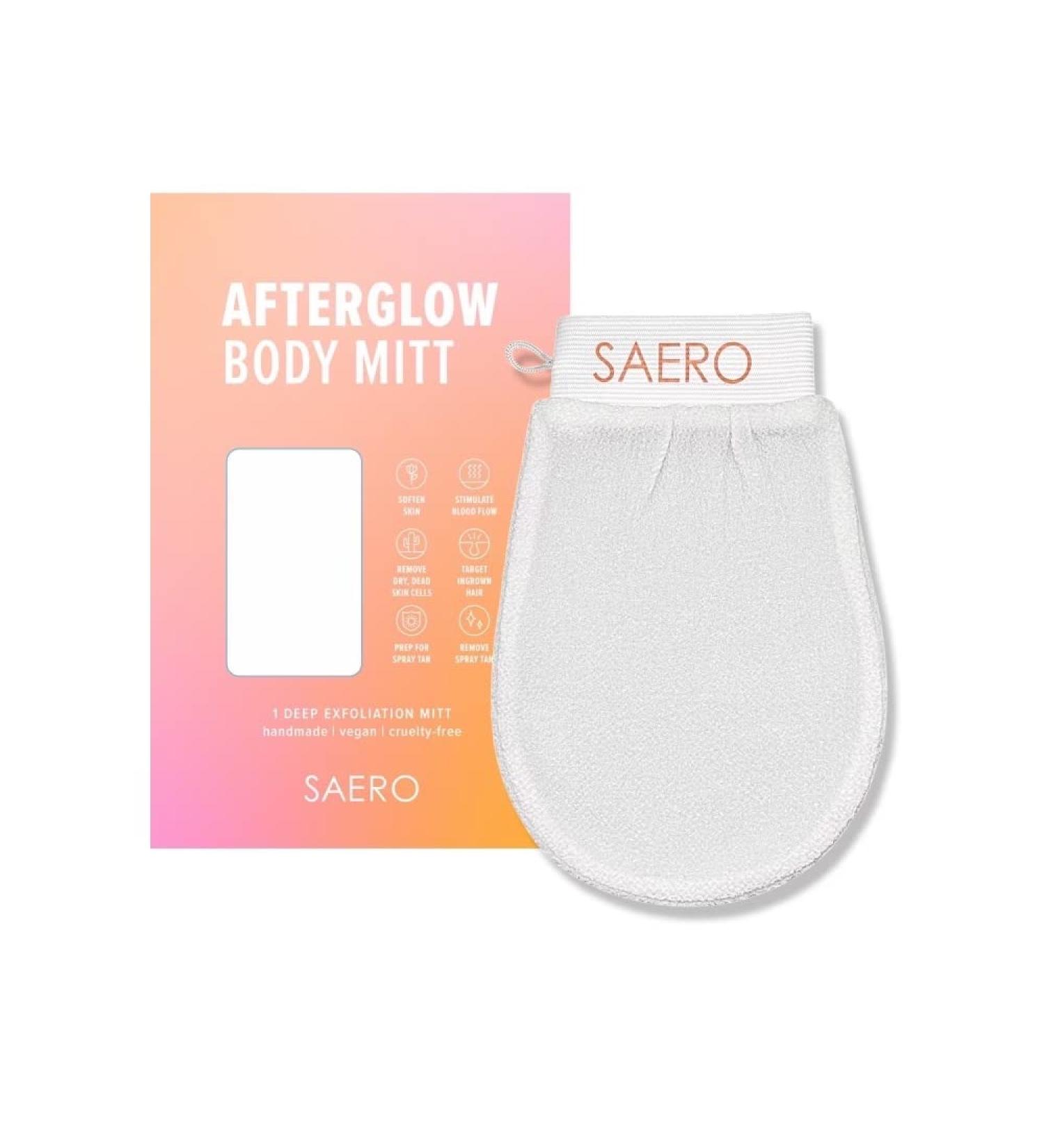 SAERO Korean Exfoliating Mitt - Visibly Lifts Away Dead Skin, Ideal for Spray Tan Removal & Keratosis Pilaris - 100% Viscose Fiber - 1 Piece - Buy Online on SooperMarket.com