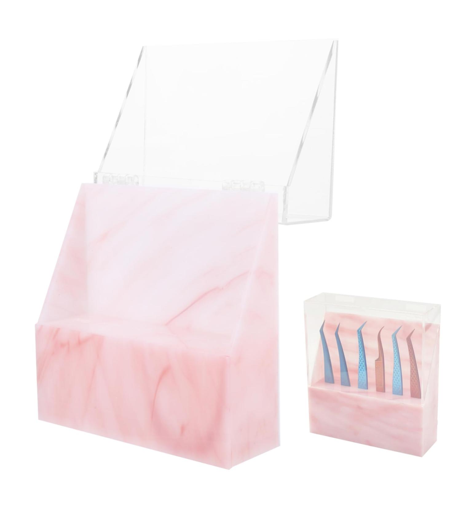 WOFASHPURET Storage Rack Rack for Display Eyelash Holder Eyelash for Extensions Makeup Holder Eyelash Rack Pink Extend Acrylic Marble 14.5x4.5cm - Buy Online on SooperMarket.com