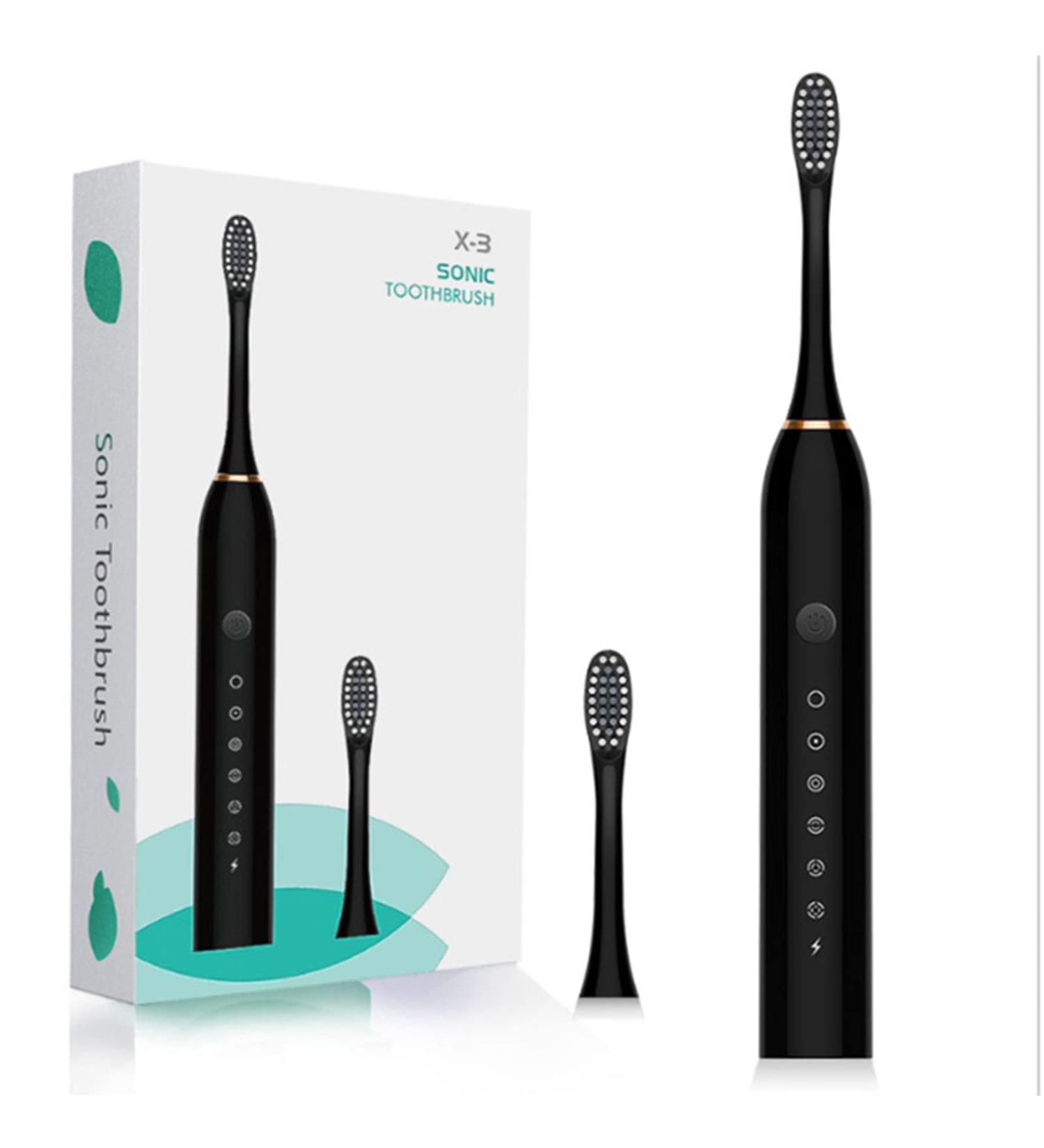 Buy Waterproof Electric Toothbrush for Adults | 6 Speeds & 4 Brush Heads | Black - International Shipping Available - Buy Online on SooperMarket.com