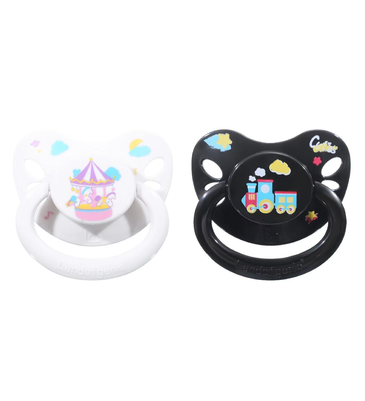 Landofgenie Printed Pacifier - Adult Size Large Shield 2 Pack (Black & White) | International Shipping Available - Buy Online on SooperMarket.com