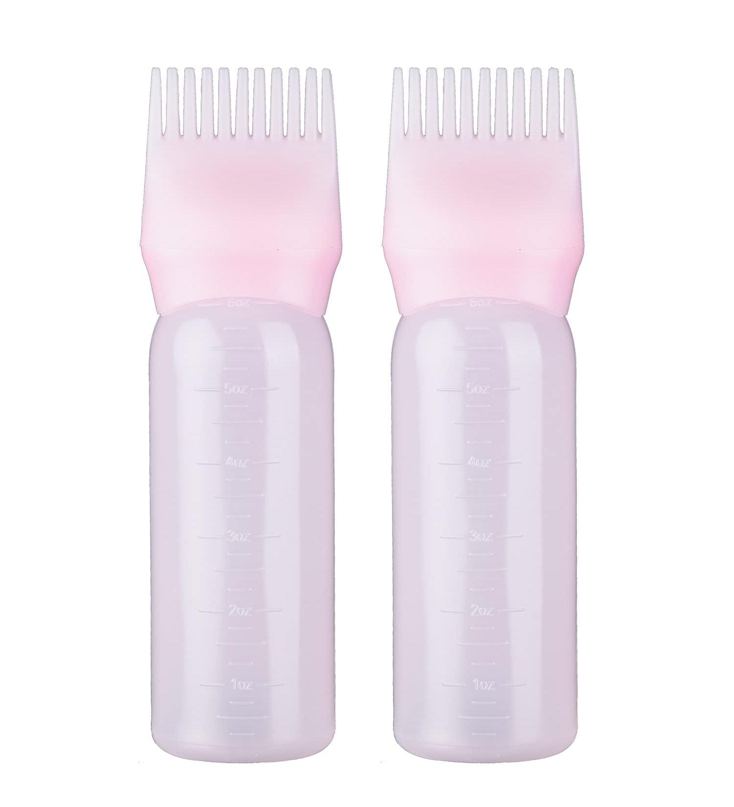 EHOTER 120Ml Applicator Bottle Hair Colour Brush Hair Oil Bottle with Graduated Brush Applicator Bottle Comb Root Comb Salon Hair Coloring Tool (2 Pack Pink) - Buy Online on SooperMarket.com
