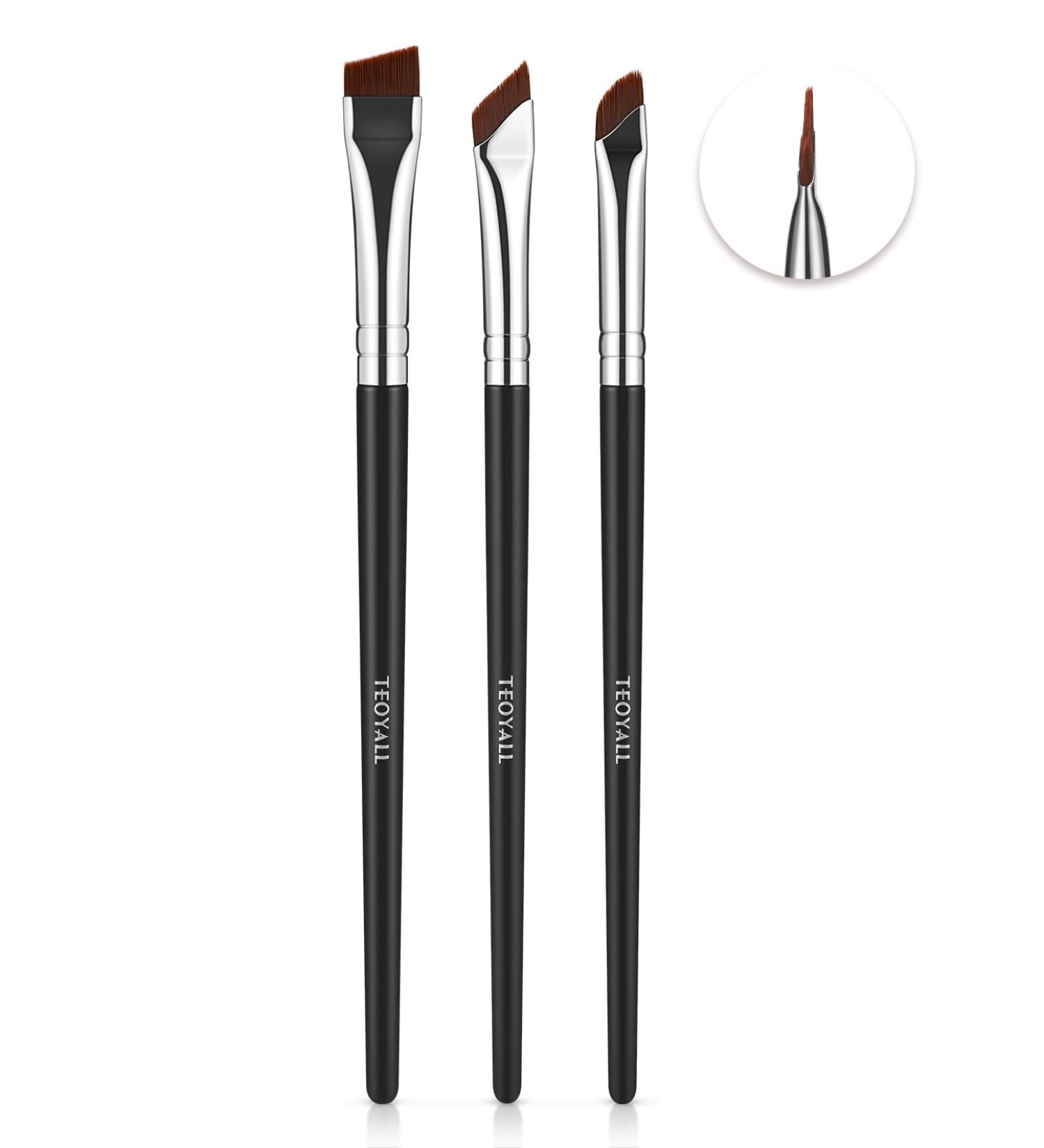 TEOYALL Angled Eyeliner Brushes Set 3 PCS Ultra Thin Slanted Angled Eyebrow Brush Precision Defined Brushes 3 Angled Eyeliner Brushes - Buy Online on SooperMarket.com