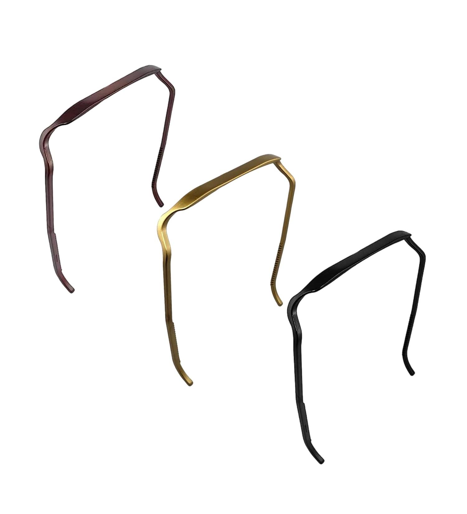 3 Pieces Headbands for Thick Curly Hair Non-slip Invisible Headband Sunglass Design Headwear Accessory Unisex Hair Fixing Tool (Black Brown Rose Gold) - Buy Online on SooperMarket.com