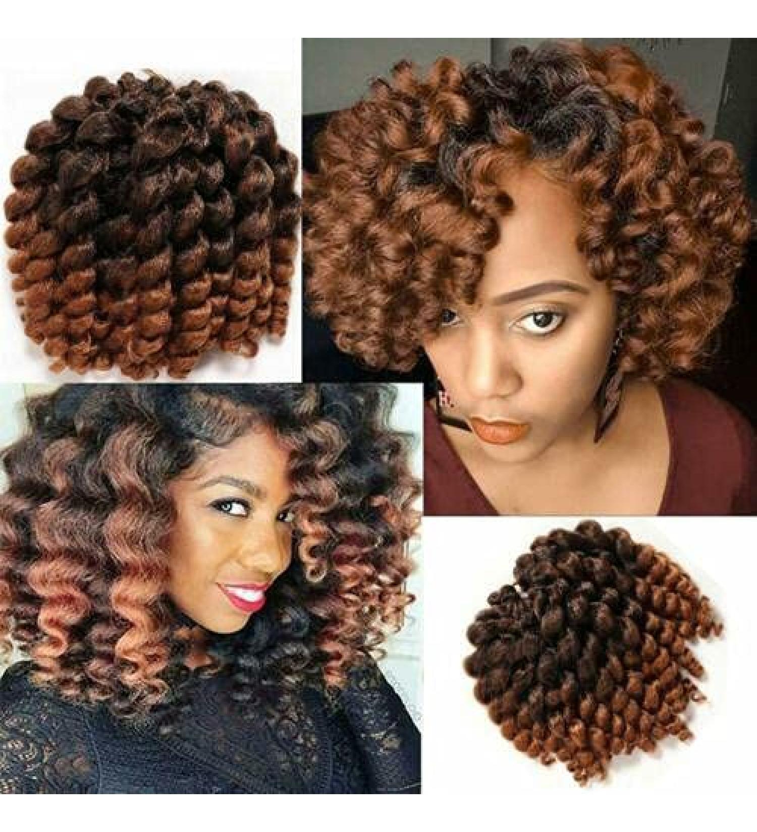Jumpy Wand Curl Bouncy Crochet Hair Extensions 8 Inch 22 Strands (1B/30 Black to Brown) - Buy Online on SooperMarket.com