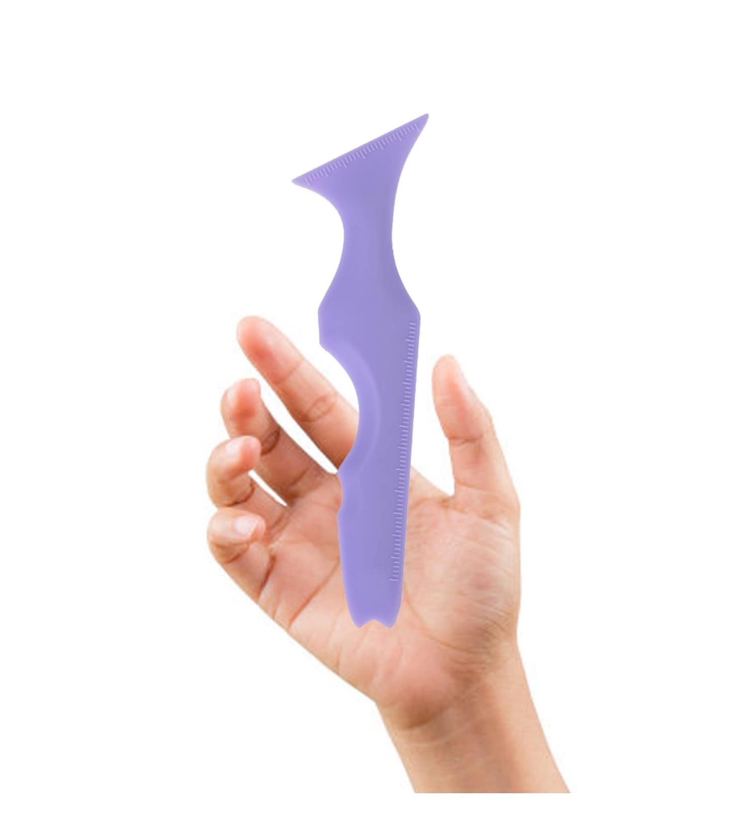SHANPIN 5 in 1 Silicone Makeup Tool Set - Mascara Shield, Winged Liner Stencils, Eyeshadow Brush, Eyebrow Kit - Waterproof and Reusable (Purple) - Buy Online on SooperMarket.com
