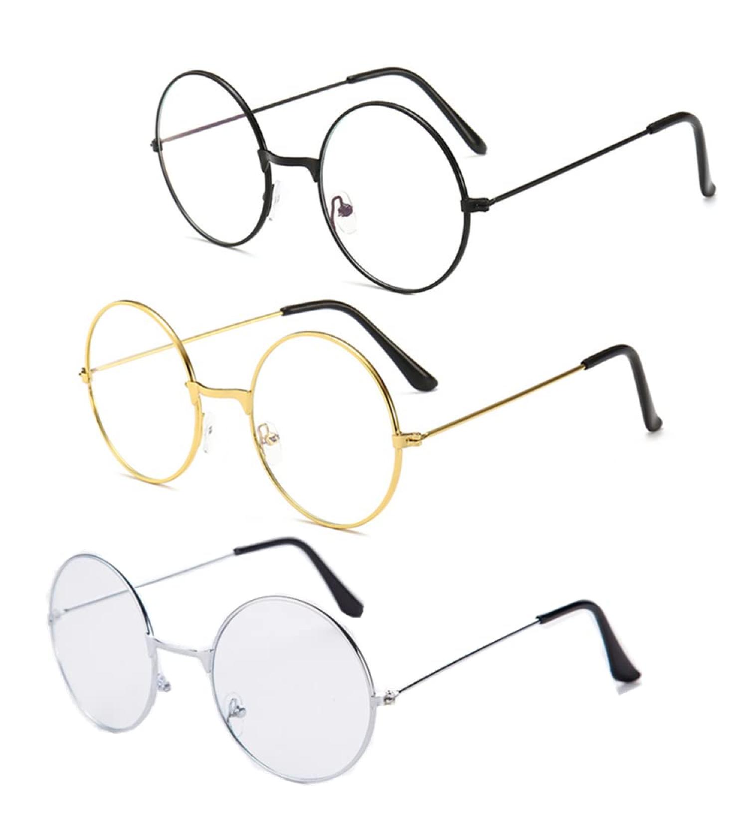 Spydge Retro Metal Frame Round Glasses - 3 Pair Set for Men | Stylish Decorative Eyewear - Buy Online on SooperMarket.com