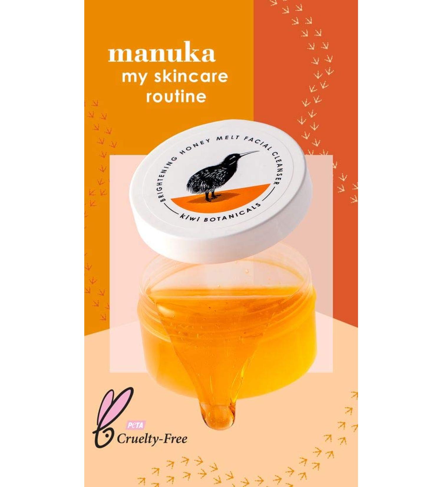 Kiwi Botanicals Brightening Honey Melt Facial Cleanser with Manuka Honey, 3.1 oz