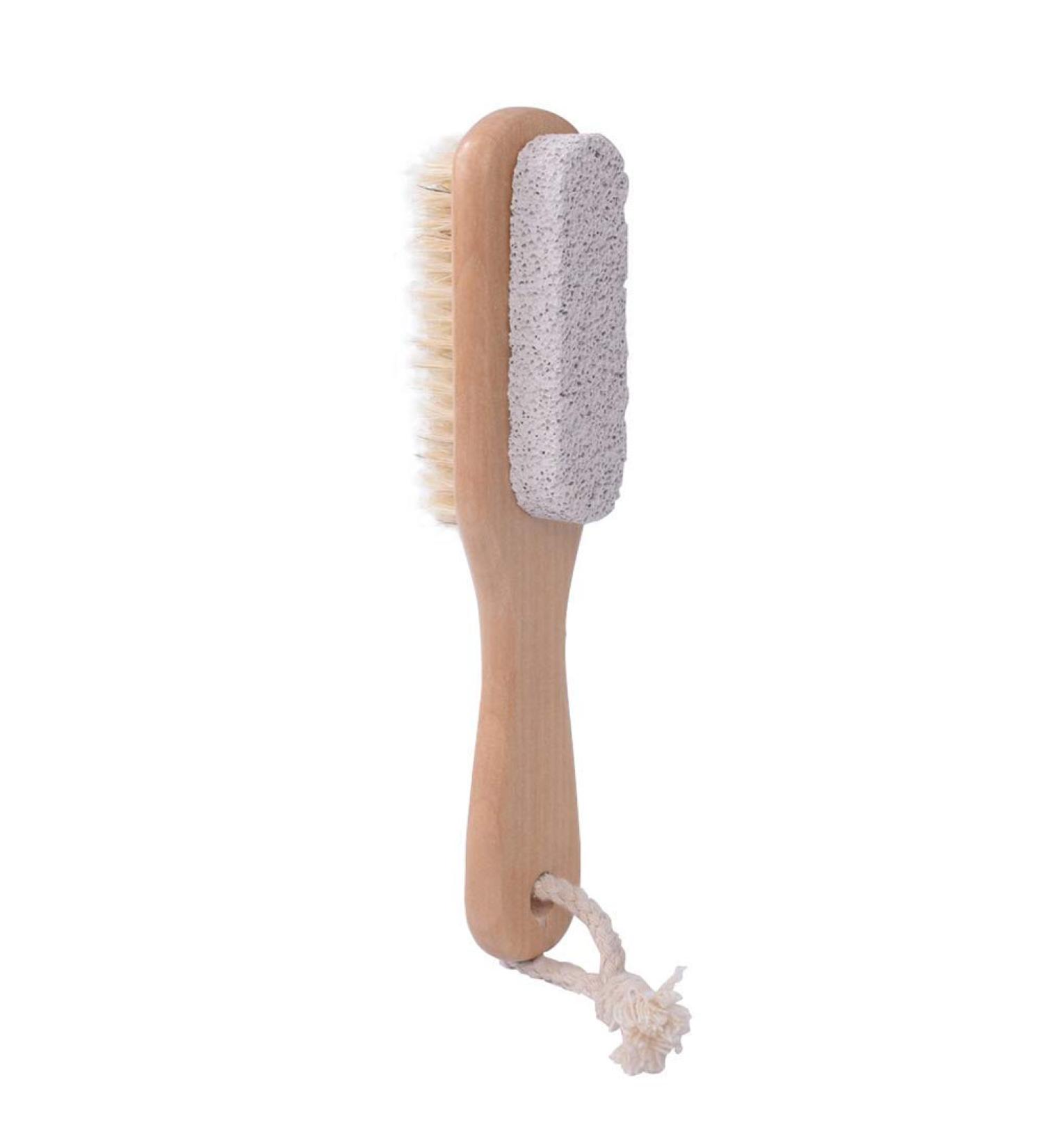 Foot Scrubber Brush Wooden Handle Natural Bristle Exfoliate Pumice Stone Feet Care Tool Wood Durable and Useful