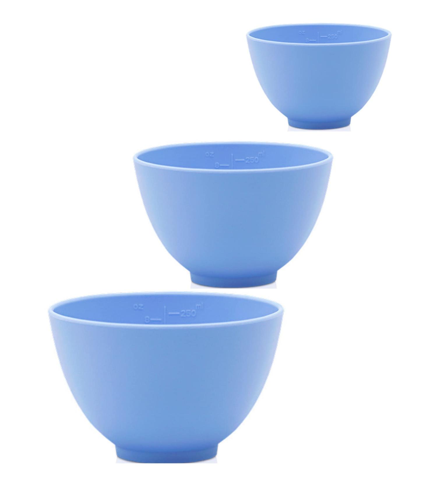 Buy Facial Mask Bowl and Accessories Set - 3 Blue Silicone Bowls - Perfect for Skincare & Spa at Home - Buy Online on SooperMarket.com