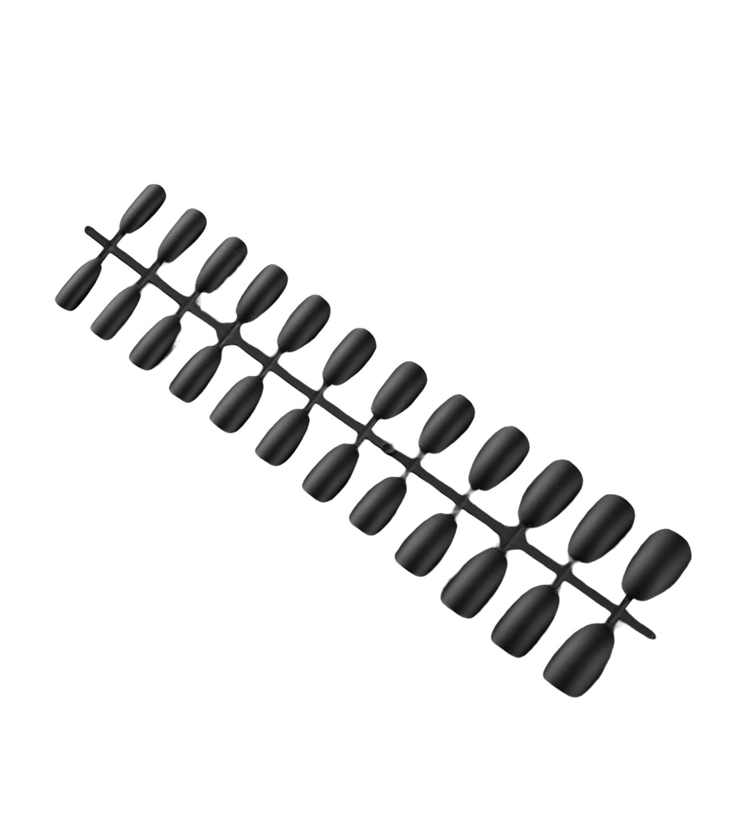 Worparsen 24Pcs Fake Nails Decorative Great Colorful Nail Tips Fake Manicure DIY Nail Art Black