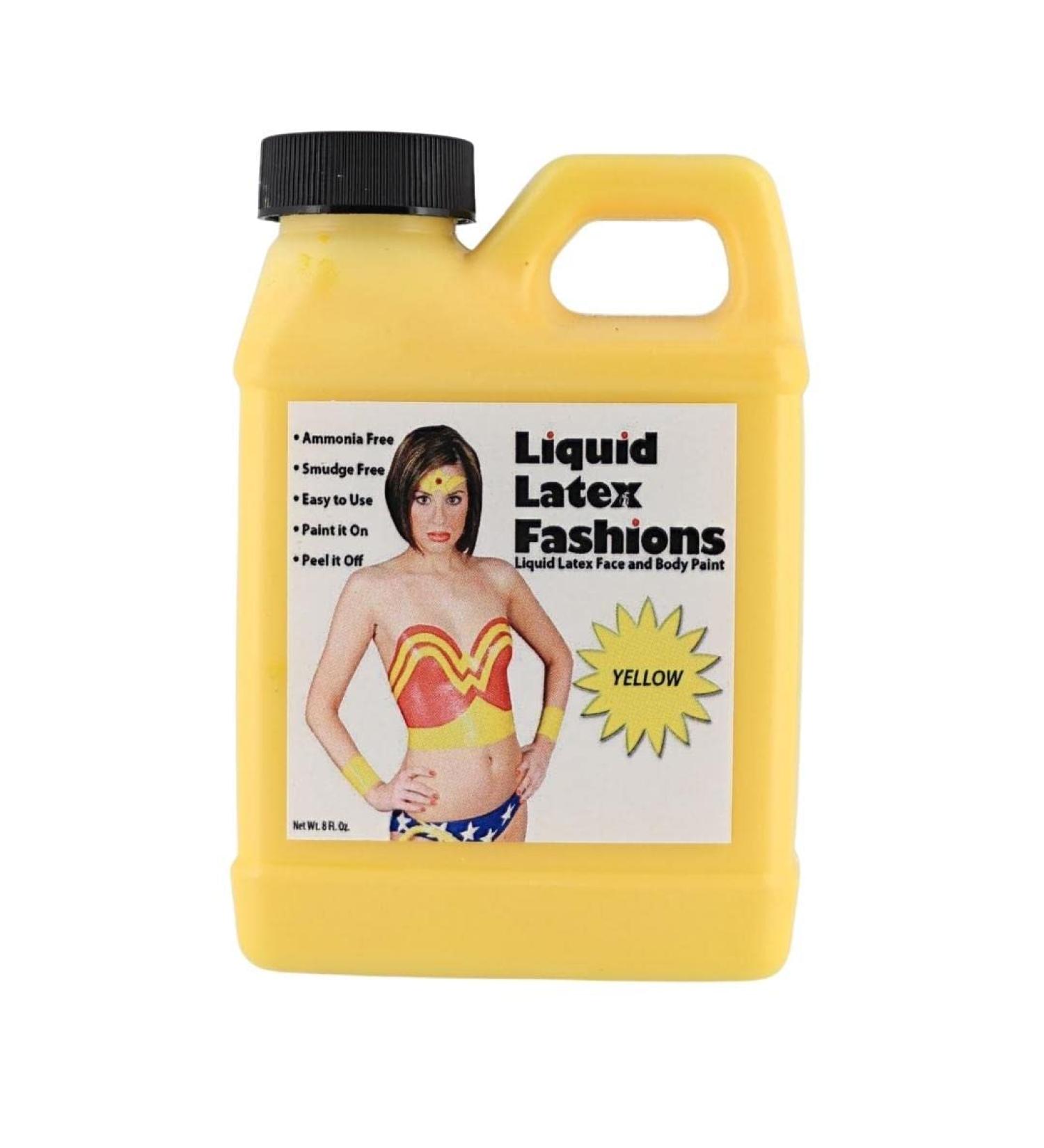 Yellow Liquid Latex Body Paint 8 Oz - Ammonia Free Odorless Easy Application for Cosplay & Professional Monster Makeup - Buy Online on SooperMarket.com